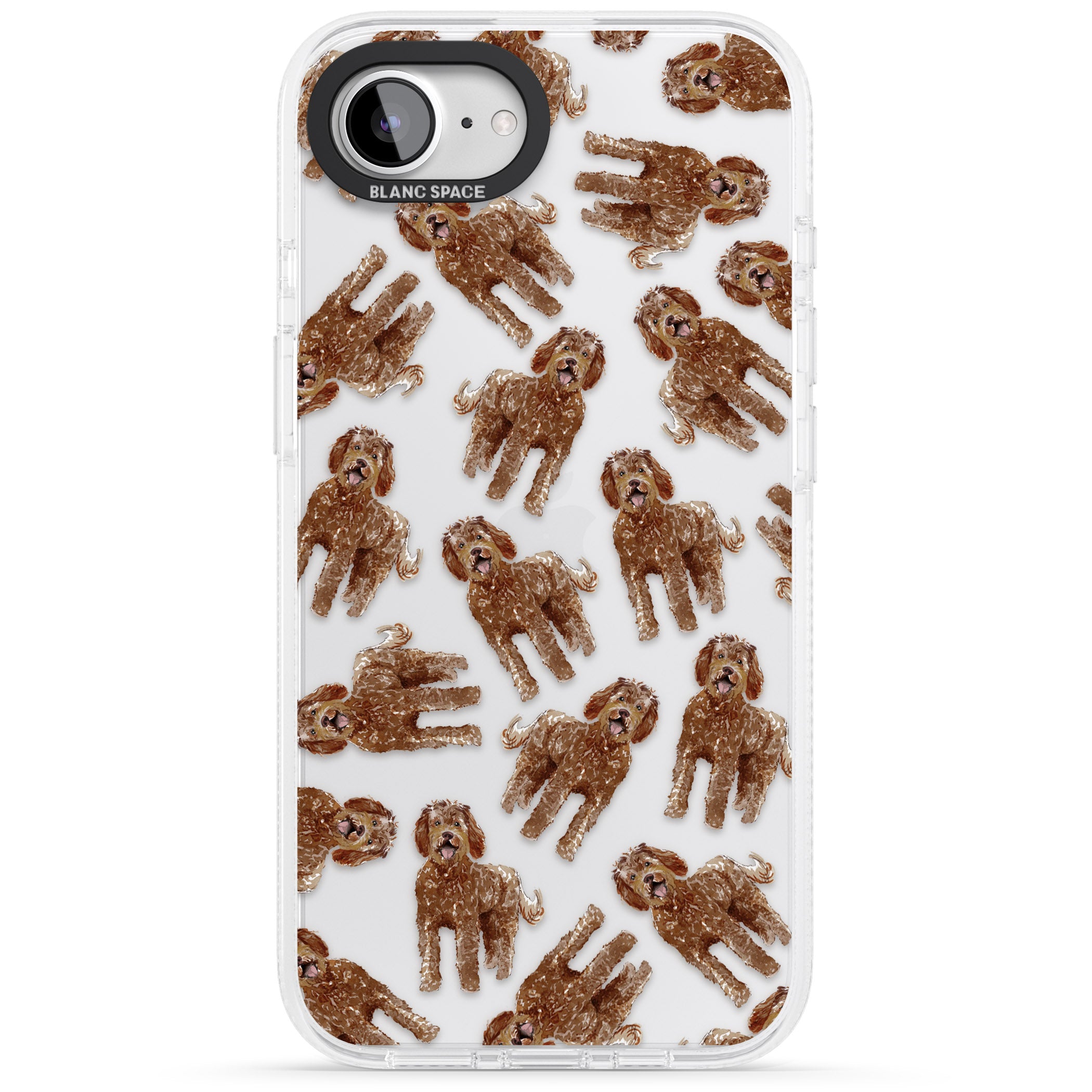 Labradoodle (Brown) Watercolour Dog Pattern iPhone 16e Clear Case Impact Air - Blanc Space