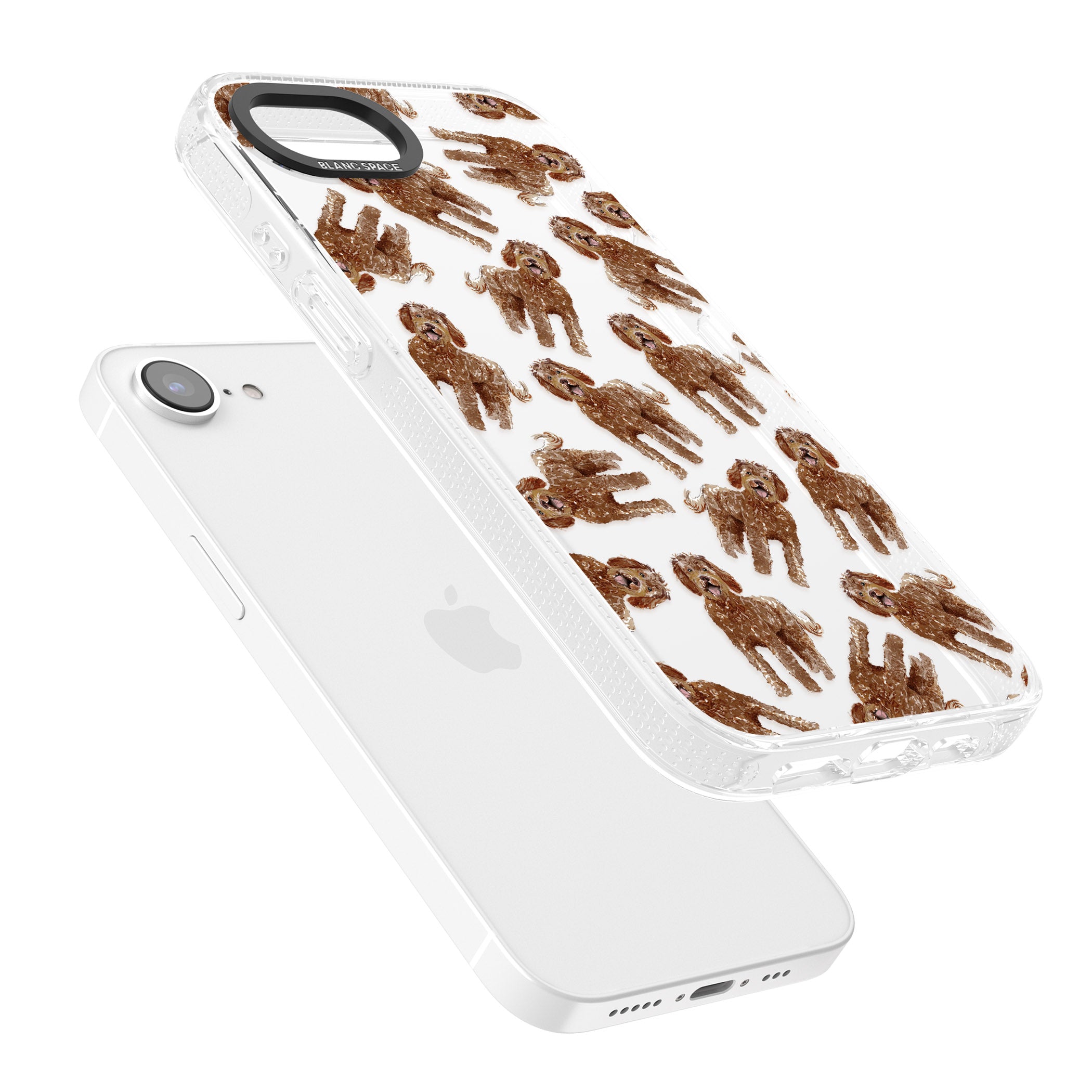 Labradoodle (Brown) Watercolour Dog Pattern iPhone 16e Clear Case Impact Air - Blanc Space