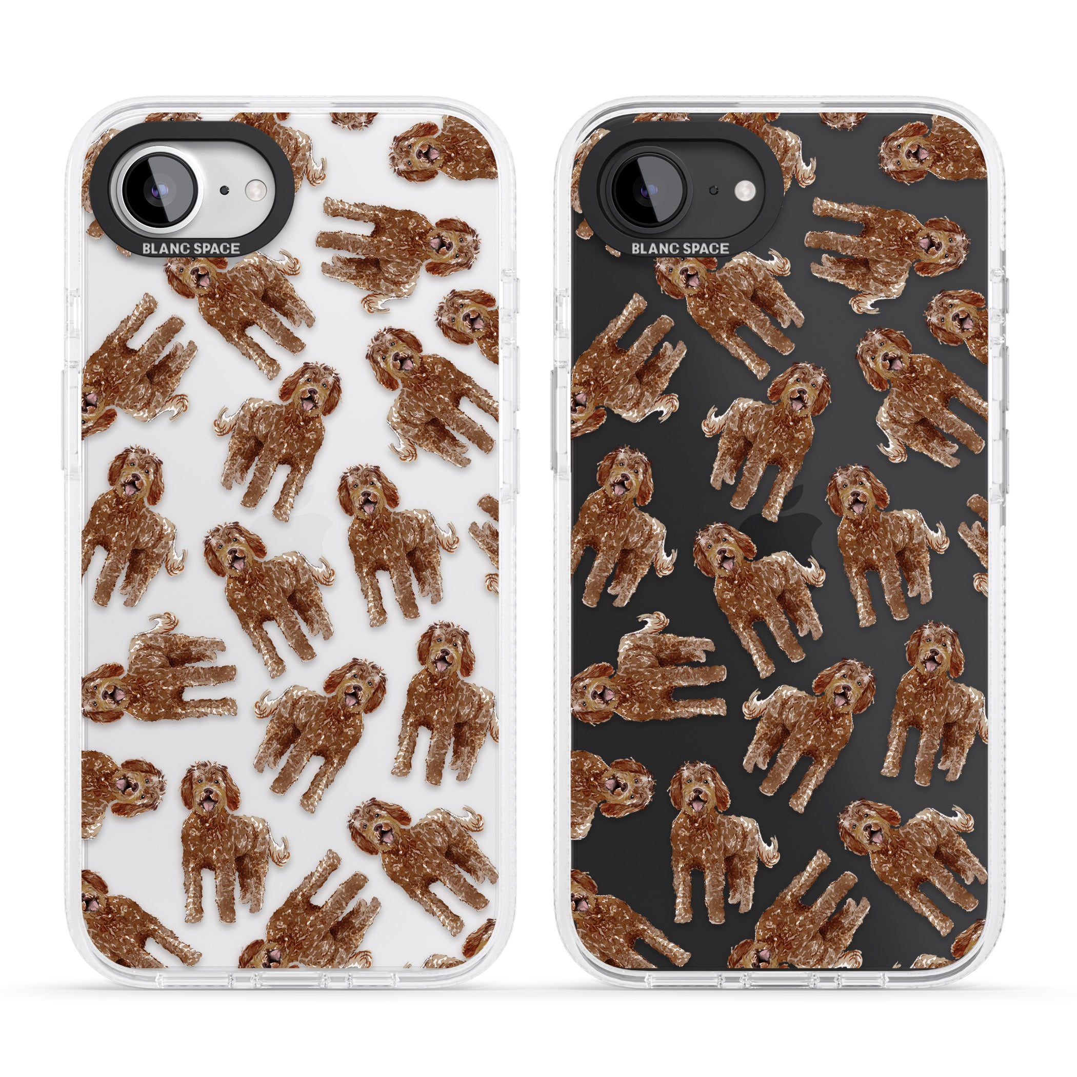 Labradoodle (Brown) Watercolour Dog Pattern iPhone 16e Clear Case Impact Air - Blanc Space