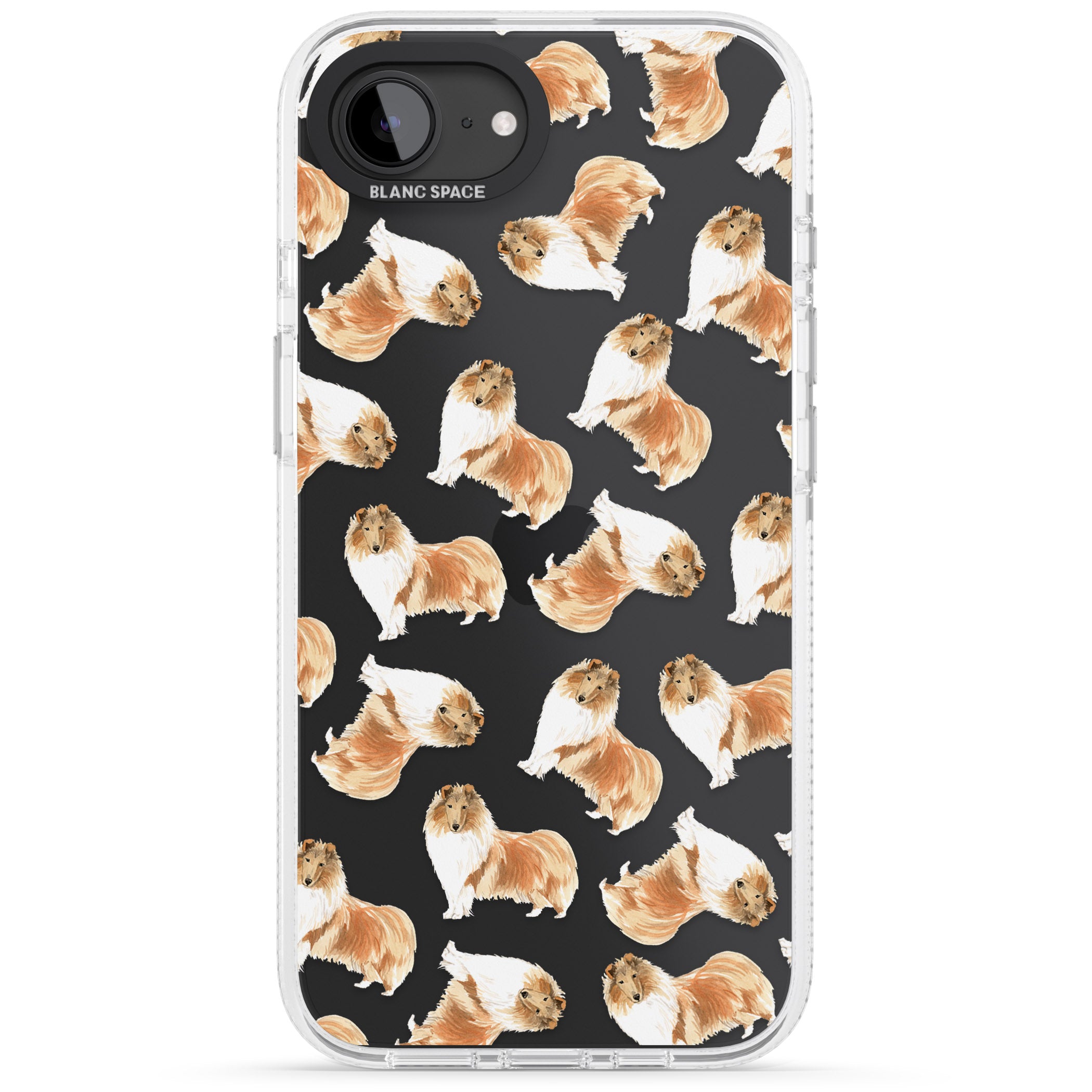 Rough Collie Watercolour Dog Pattern iPhone 16e Clear Case Impact Air - Blanc Space