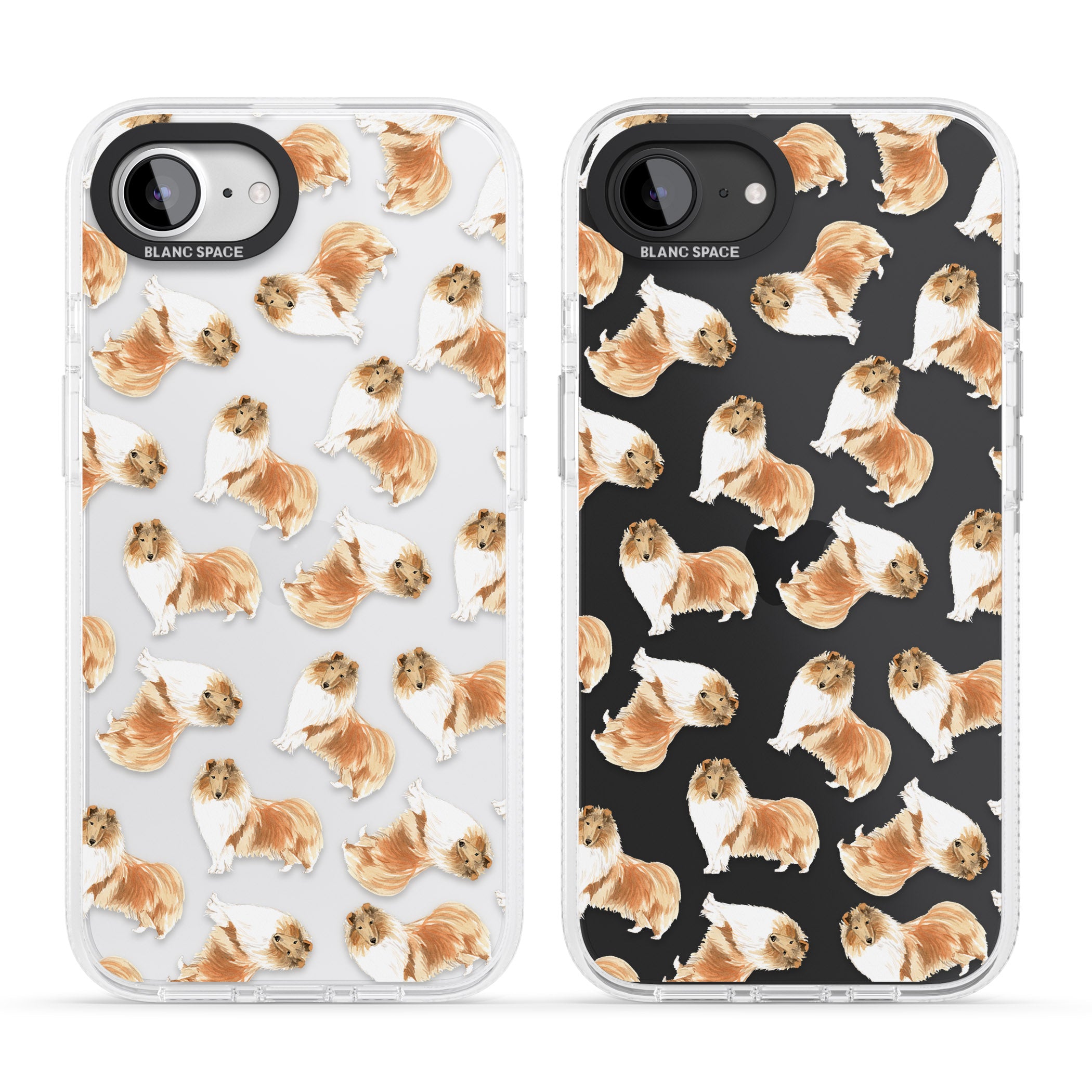Rough Collie Watercolour Dog Pattern iPhone 16e Clear Case Impact Air - Blanc Space