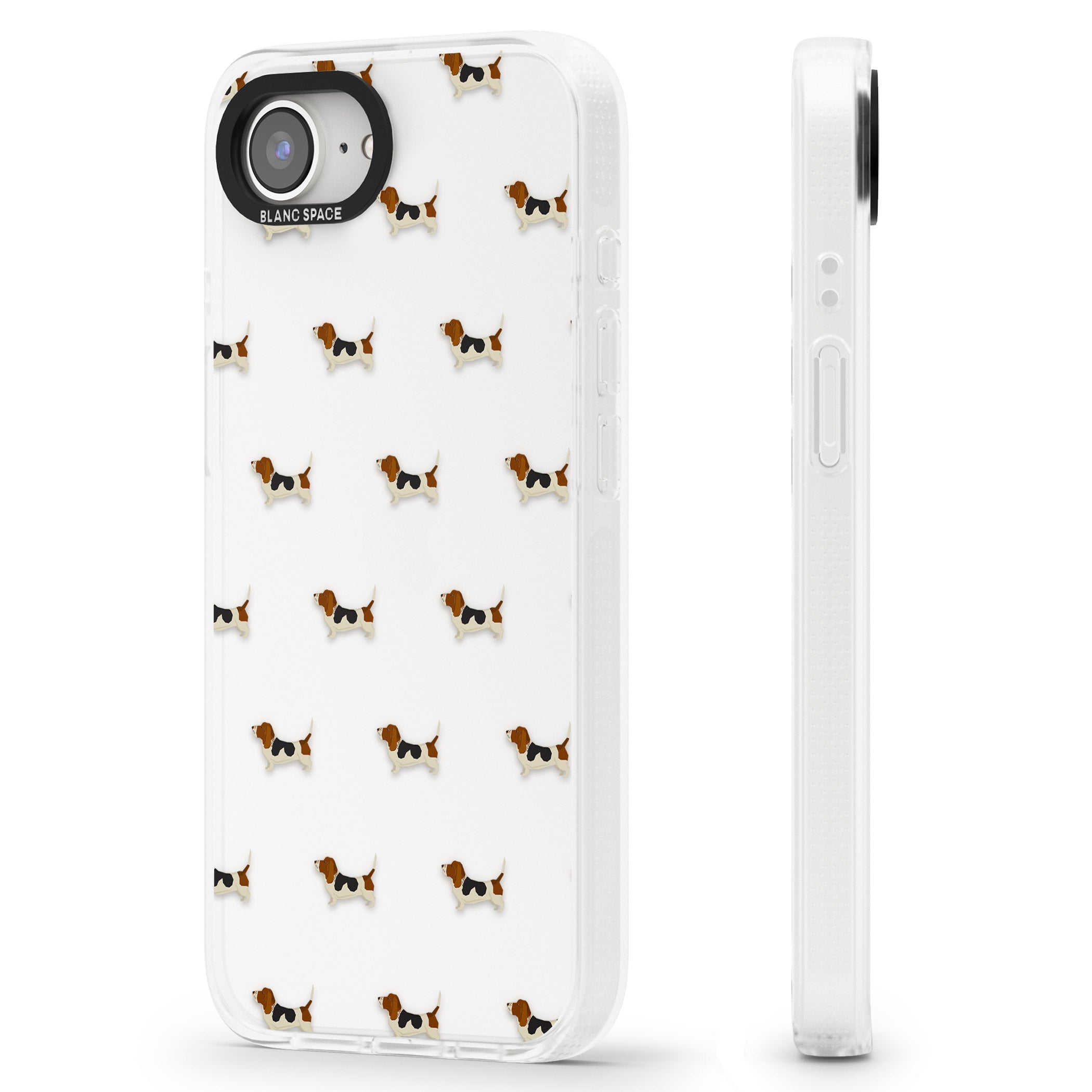 Basset Hound Dog Pattern Clear iPhone 16e Clear Case Impact Air - Blanc Space
