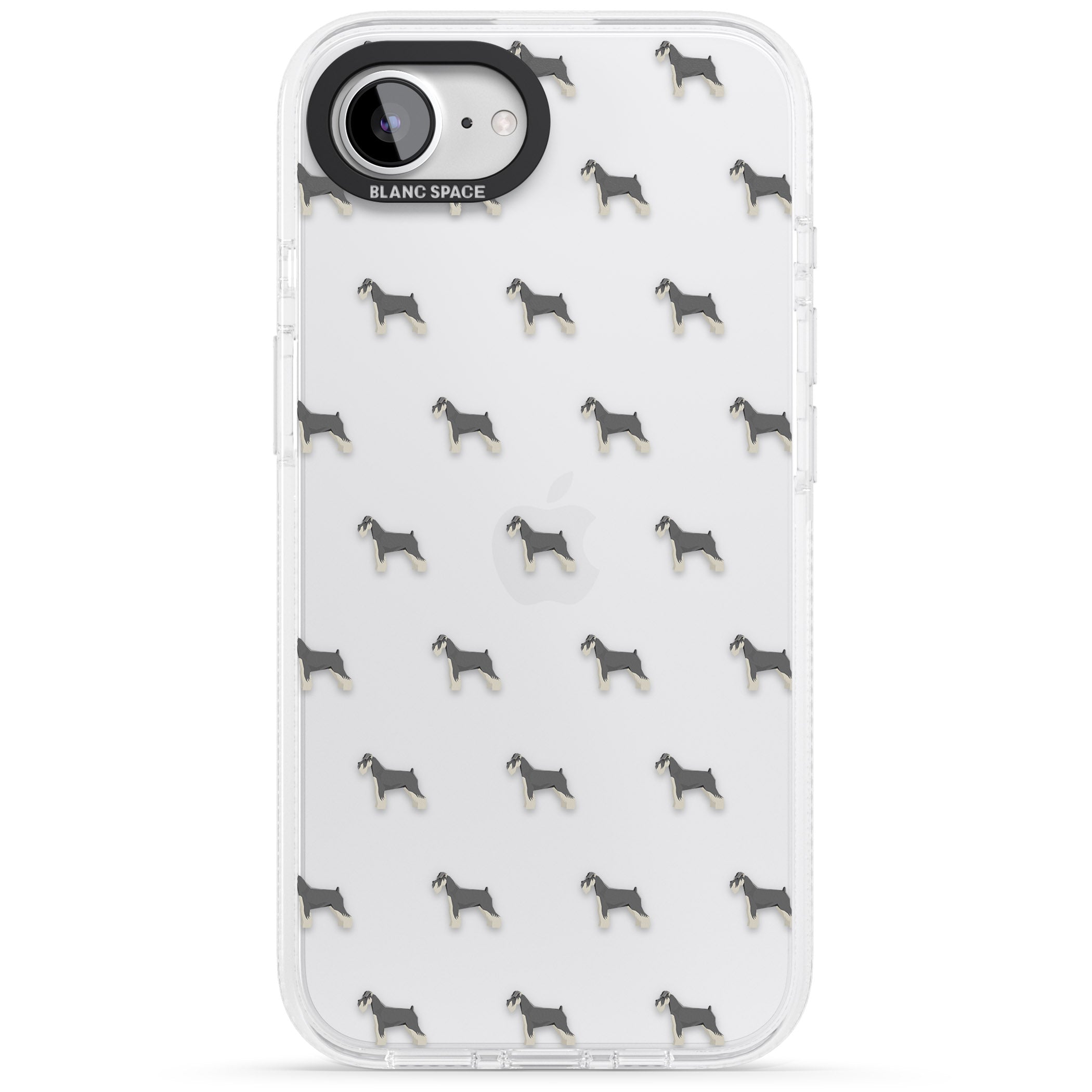 Schnauzer Dog Pattern Clear iPhone 16e Clear Case Impact Air - Blanc Space