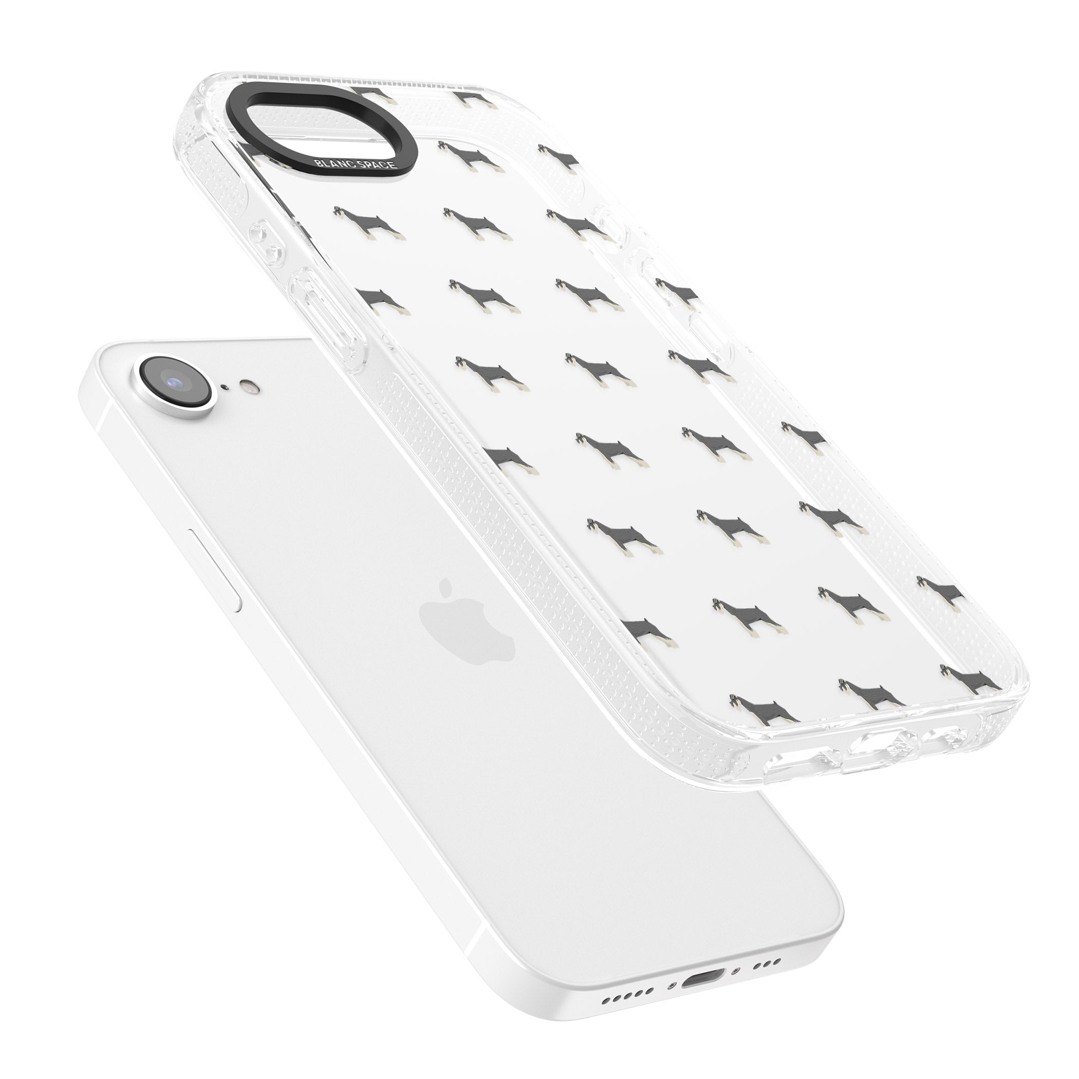 Schnauzer Dog Pattern Clear iPhone 16e Clear Case Impact Air - Blanc Space