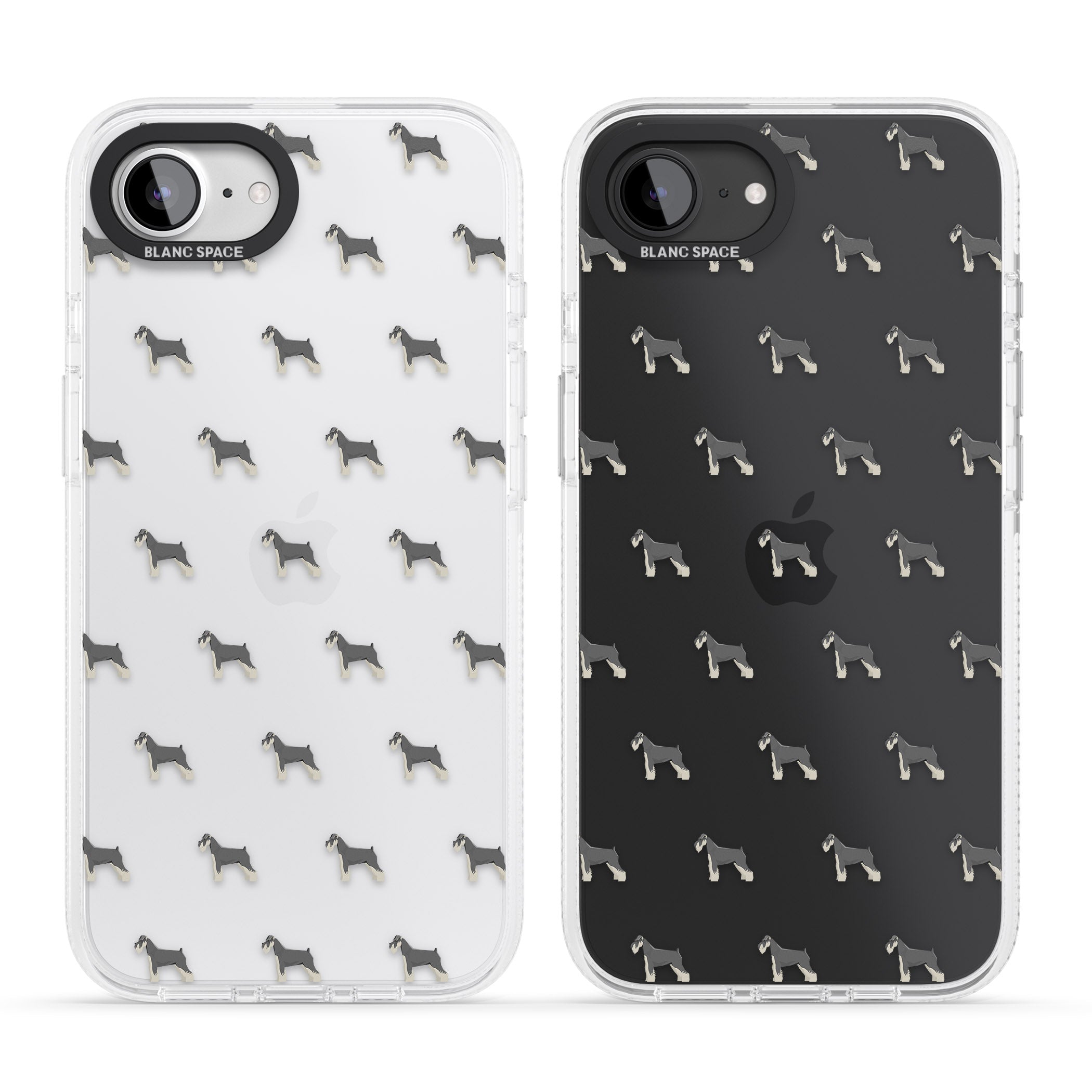 Schnauzer Dog Pattern Clear iPhone 16e Clear Case Impact Air - Blanc Space