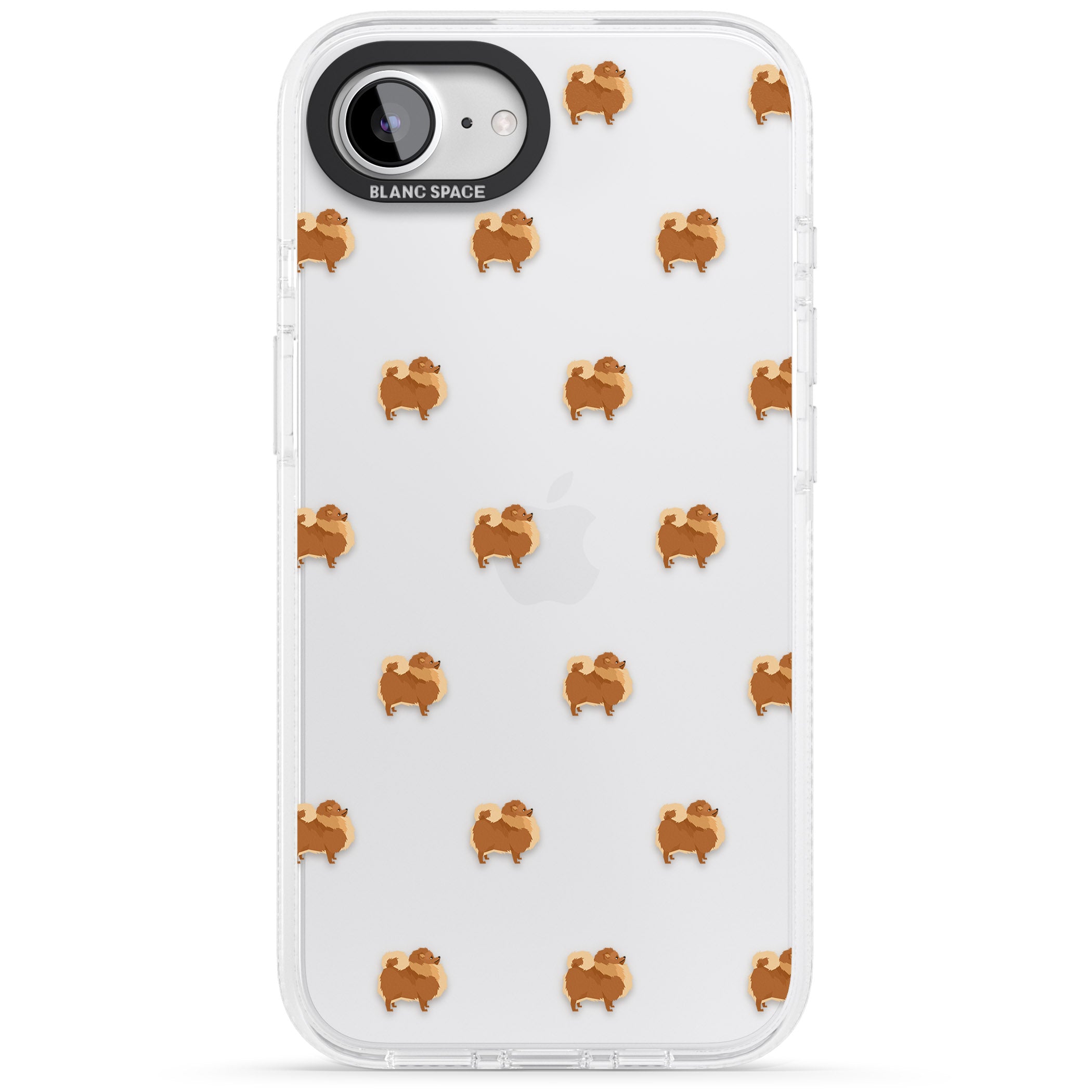 Pomeranian Dog Pattern Clear iPhone 16e Clear Case Impact Air - Blanc Space