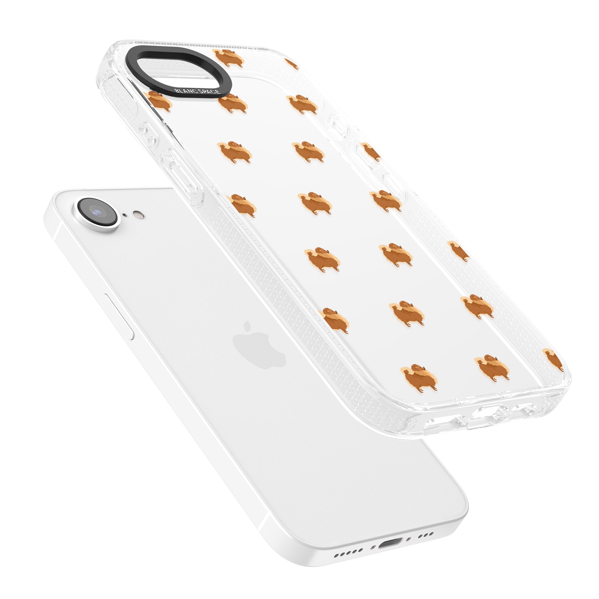 Pomeranian Dog Pattern Clear iPhone 16e Clear Case Impact Air - Blanc Space