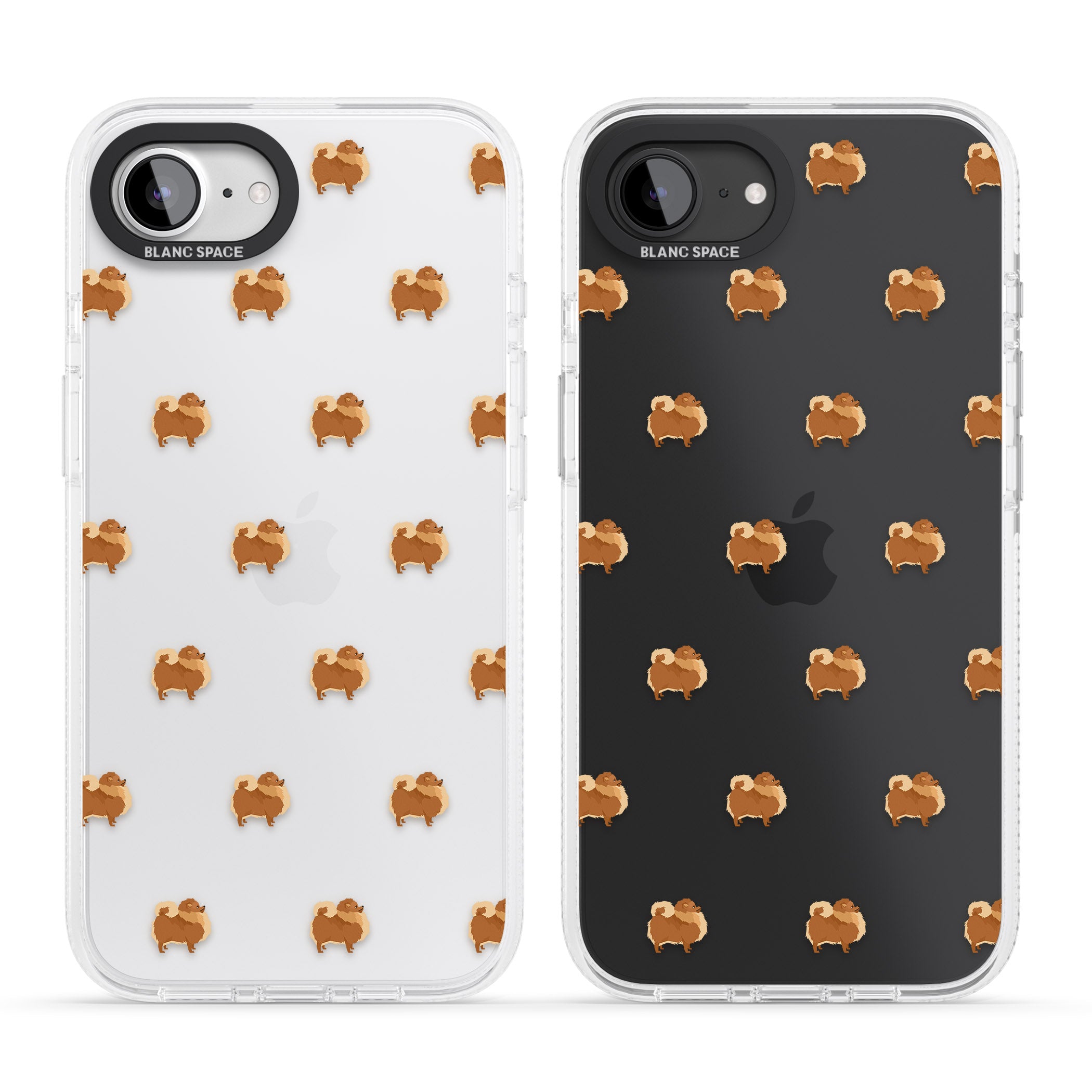 Pomeranian Dog Pattern Clear iPhone 16e Clear Case Impact Air - Blanc Space