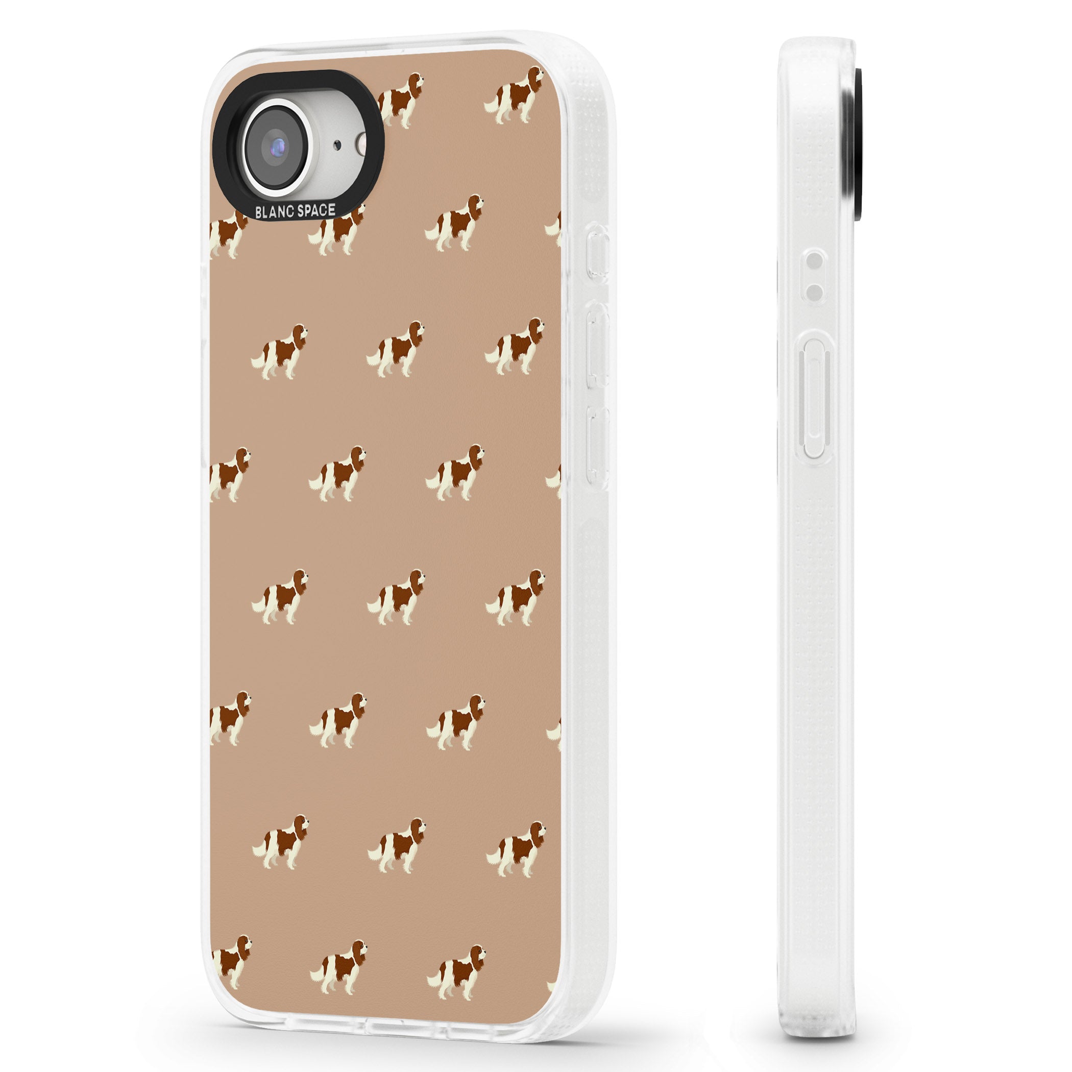 Cavalier King Charles Spaniel Pattern iPhone 16e Clear Case Impact Air - Blanc Space