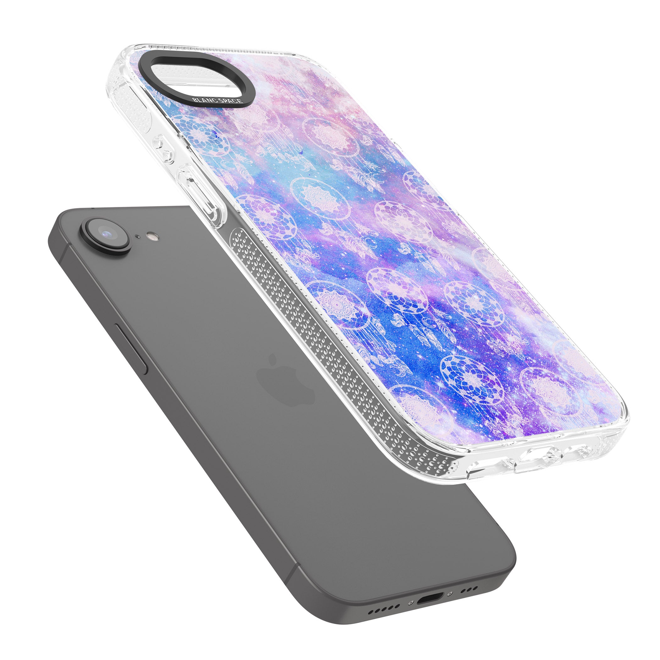 Dreamcatcher Pattern Galaxy Print Tie Dye iPhone 16e Clear Case Impact Air - Blanc Space