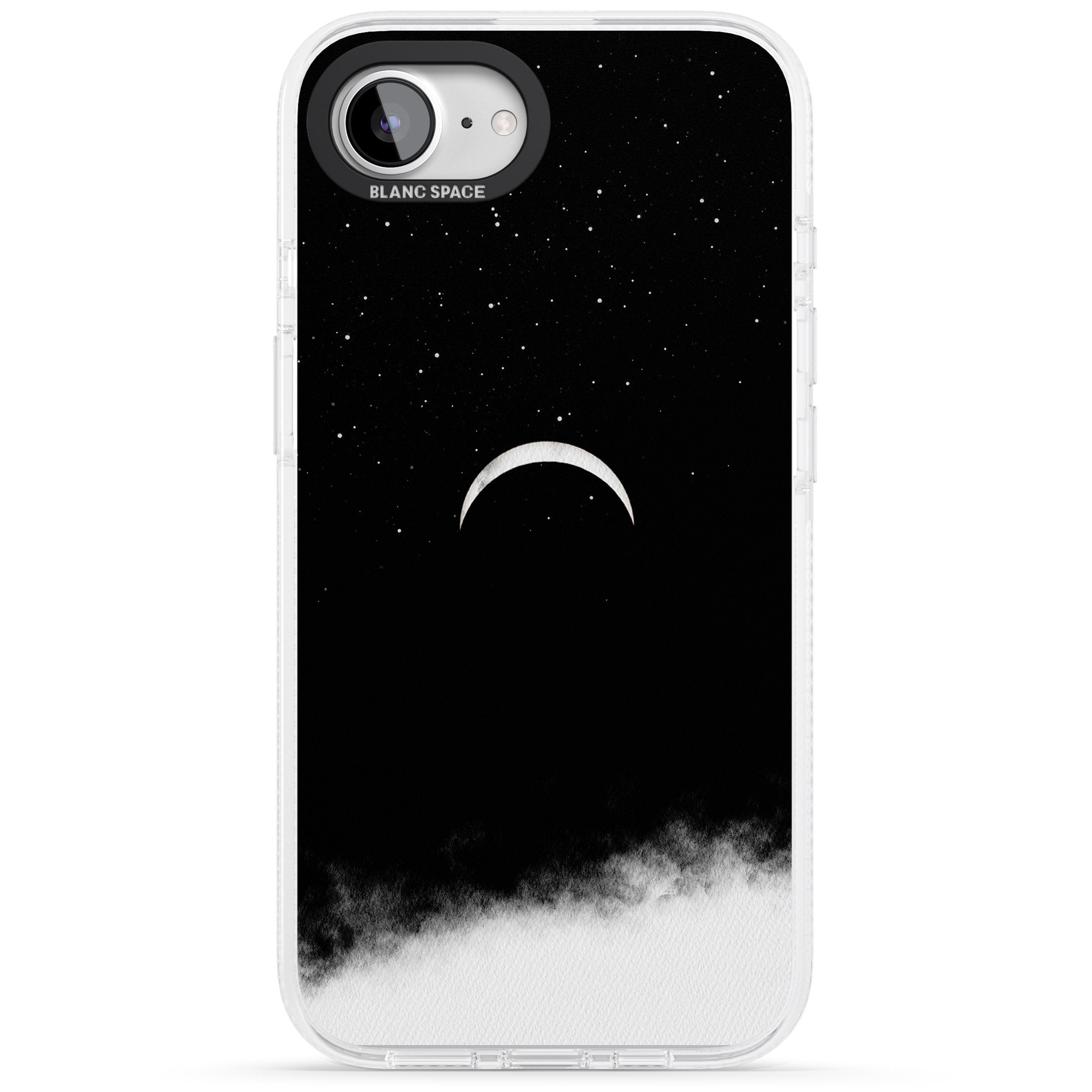 Upside Down Crescent Moon iPhone 16e Clear Case Impact Air - Blanc Space