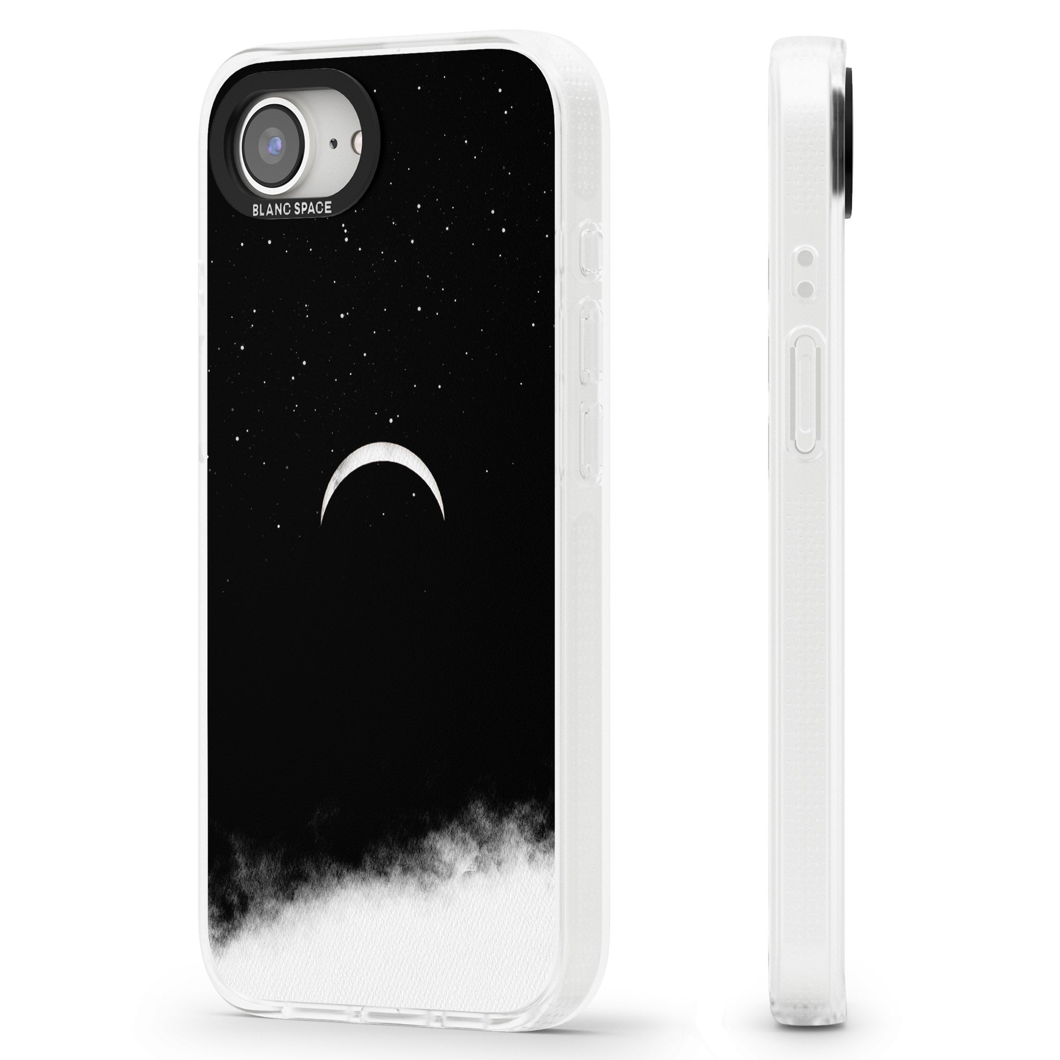 Upside Down Crescent Moon iPhone 16e Clear Case Impact Air - Blanc Space