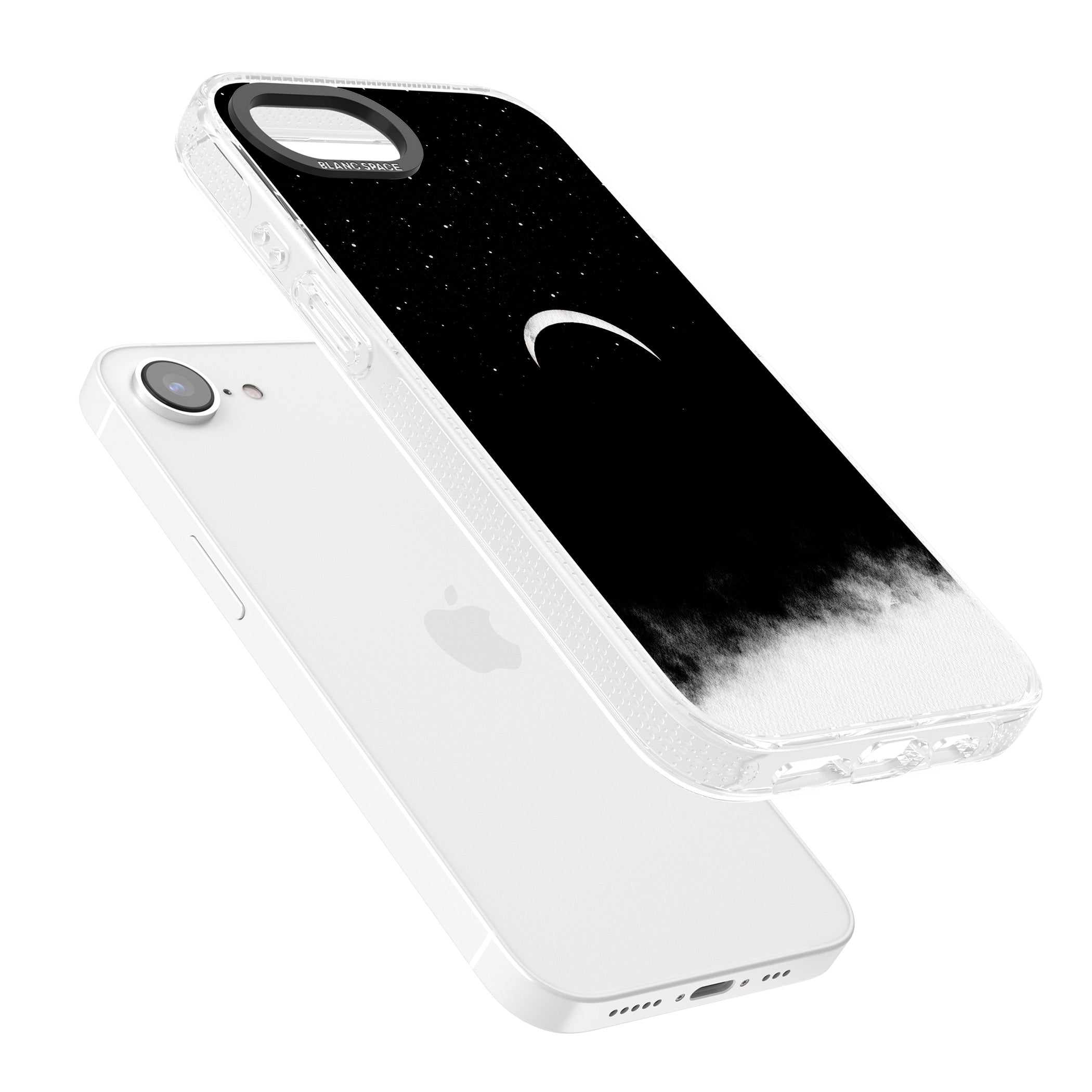 Upside Down Crescent Moon iPhone 16e Clear Case Impact Air - Blanc Space