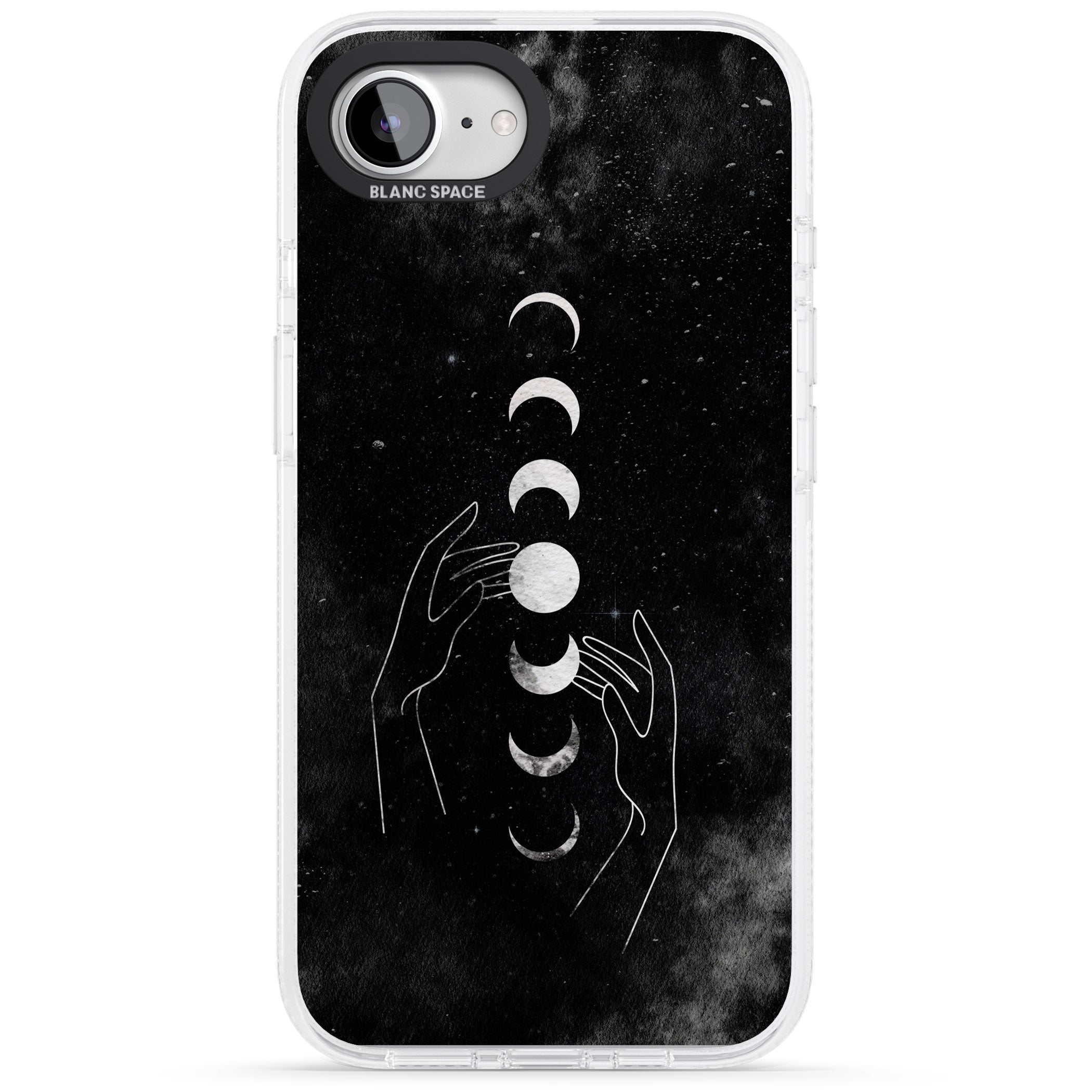 Moon Phases and Hands iPhone 16e Clear Case Impact Air - Blanc Space