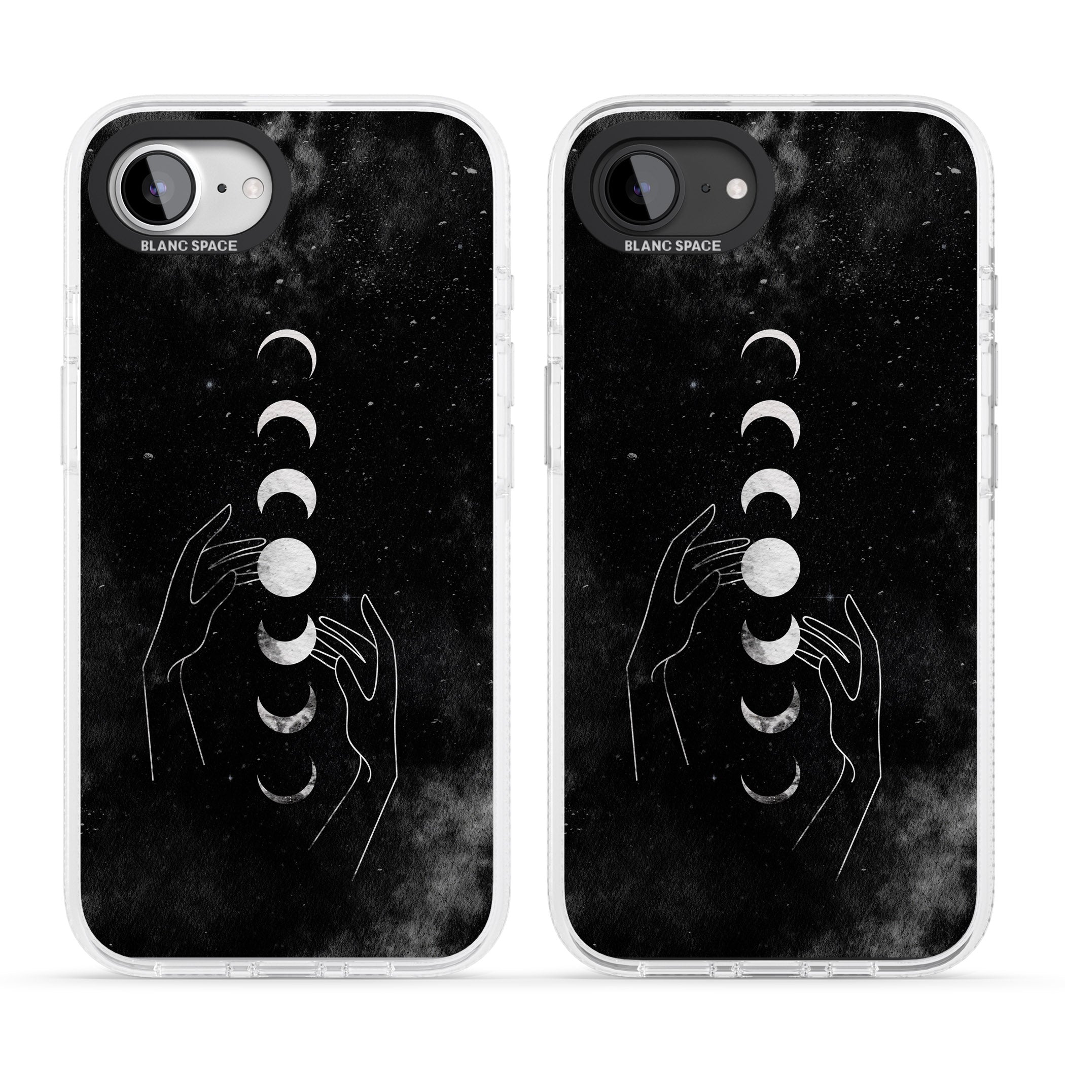Moon Phases and Hands iPhone 16e Clear Case Impact Air - Blanc Space