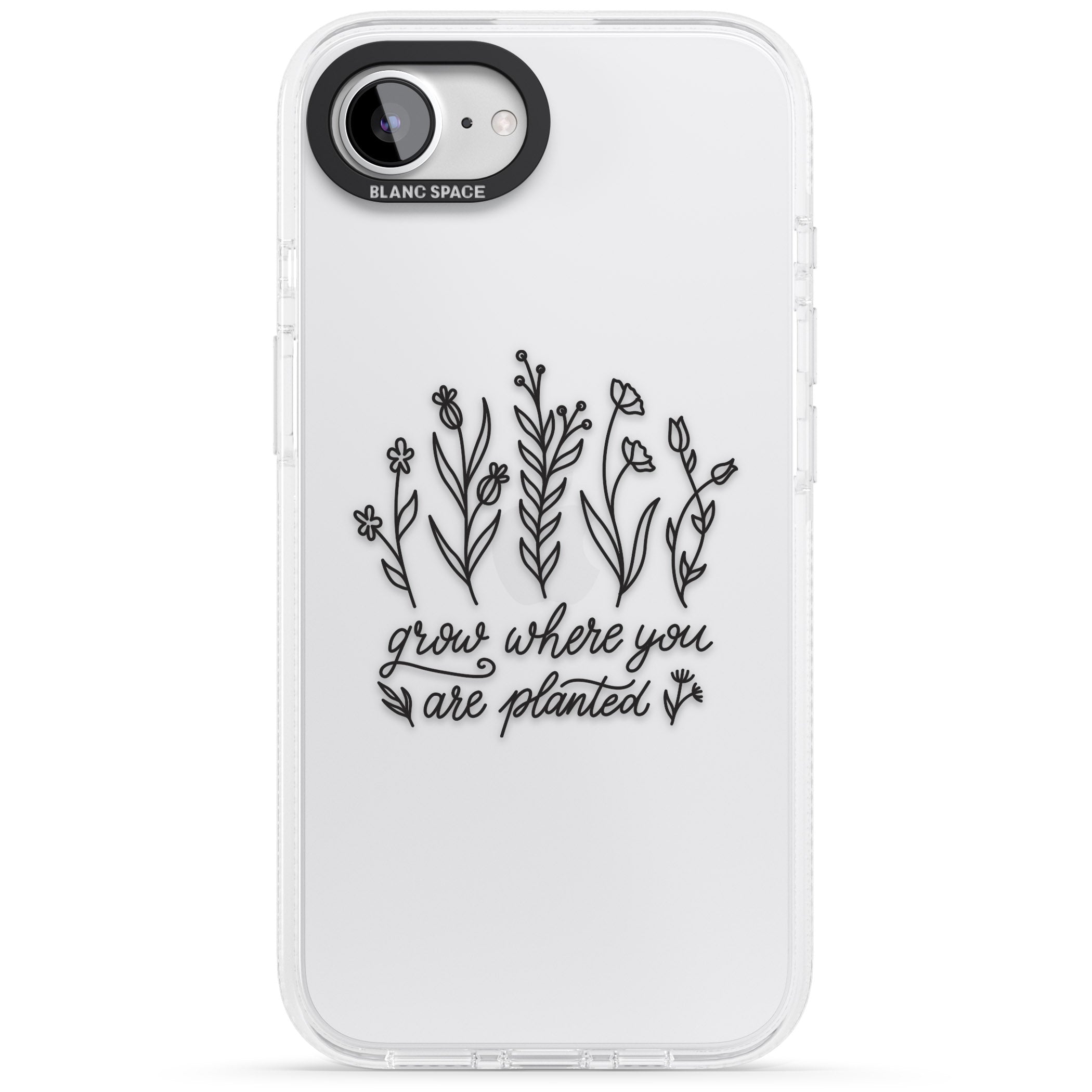 Grow where you are planted iPhone 16e Clear Case Impact Air - Blanc Space