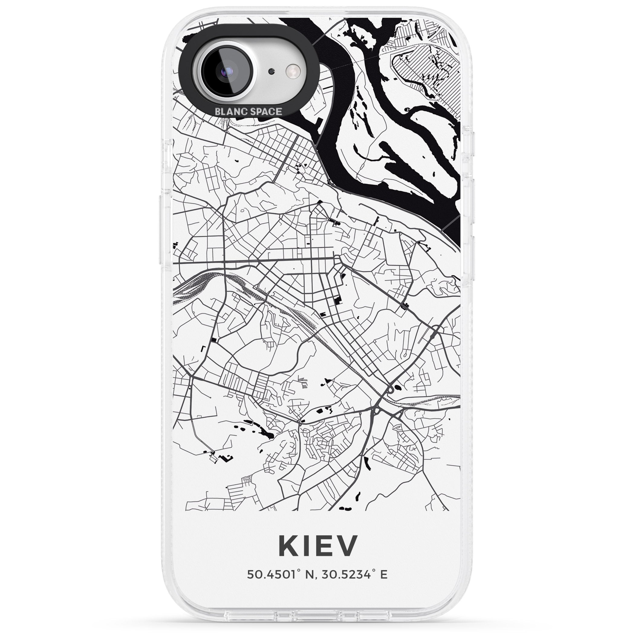 Map of Kiev, Ukraine iPhone 16e Clear Case Impact Air - Blanc Space