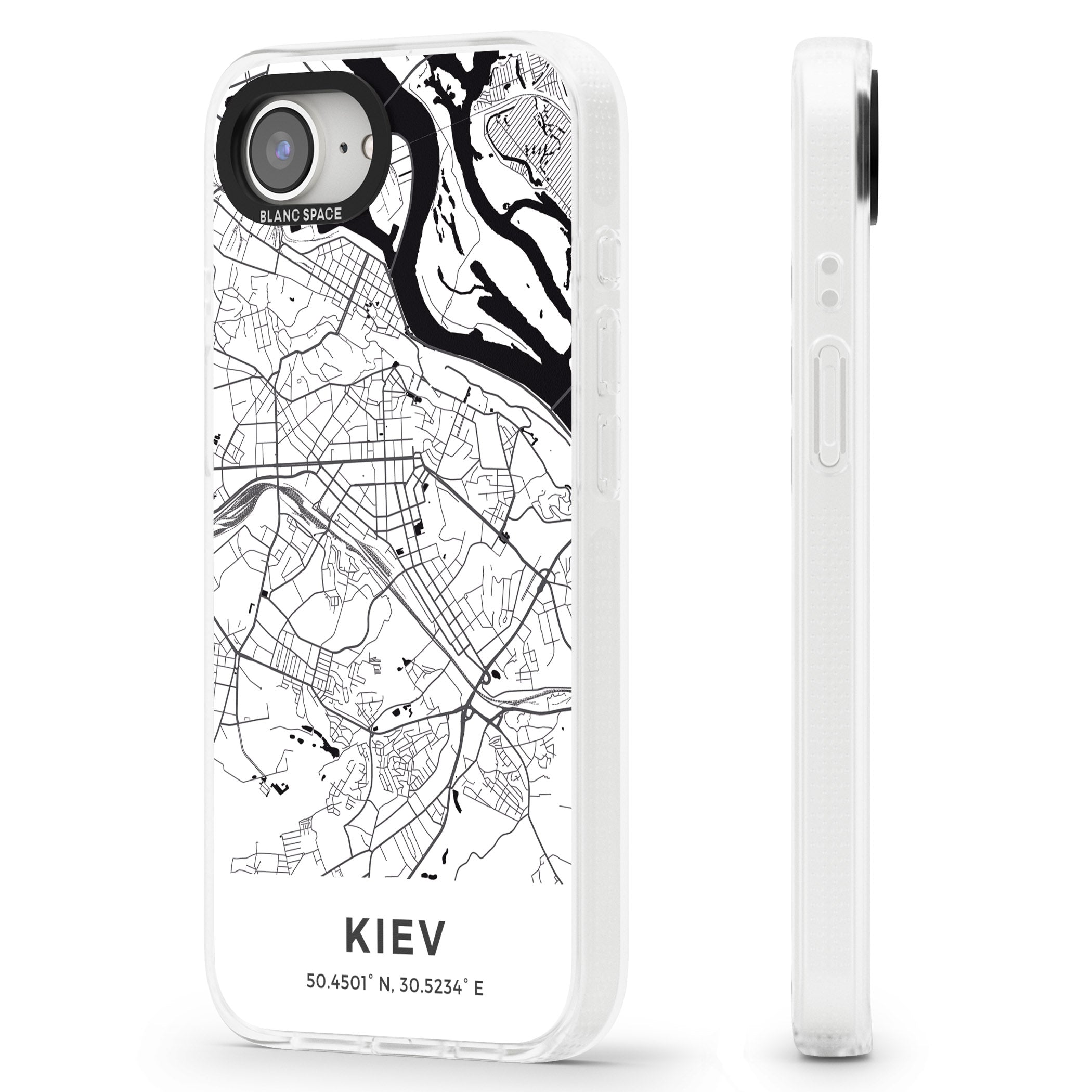 Map of Kiev, Ukraine iPhone 16e Clear Case Impact Air - Blanc Space