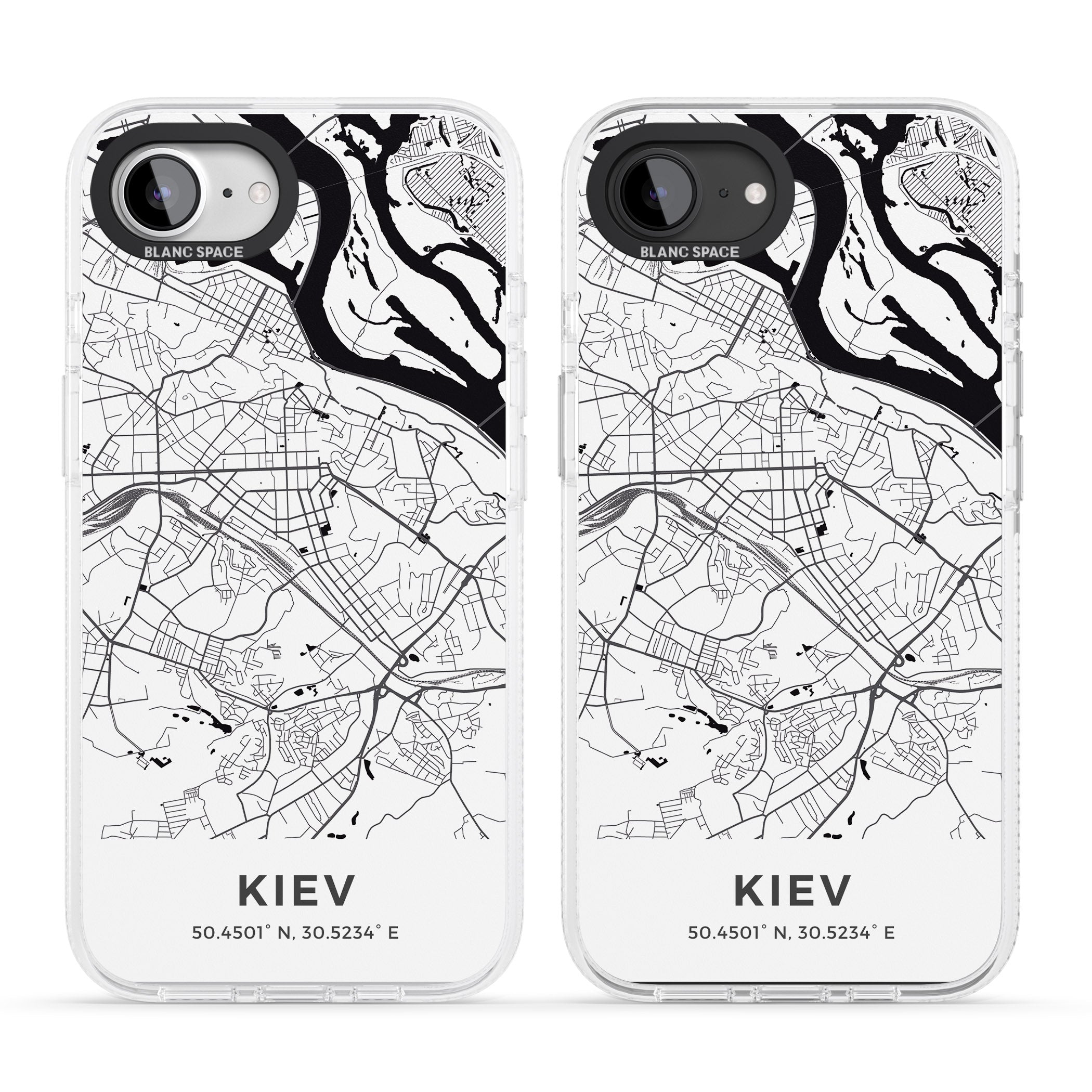 Map of Kiev, Ukraine iPhone 16e Clear Case Impact Air - Blanc Space
