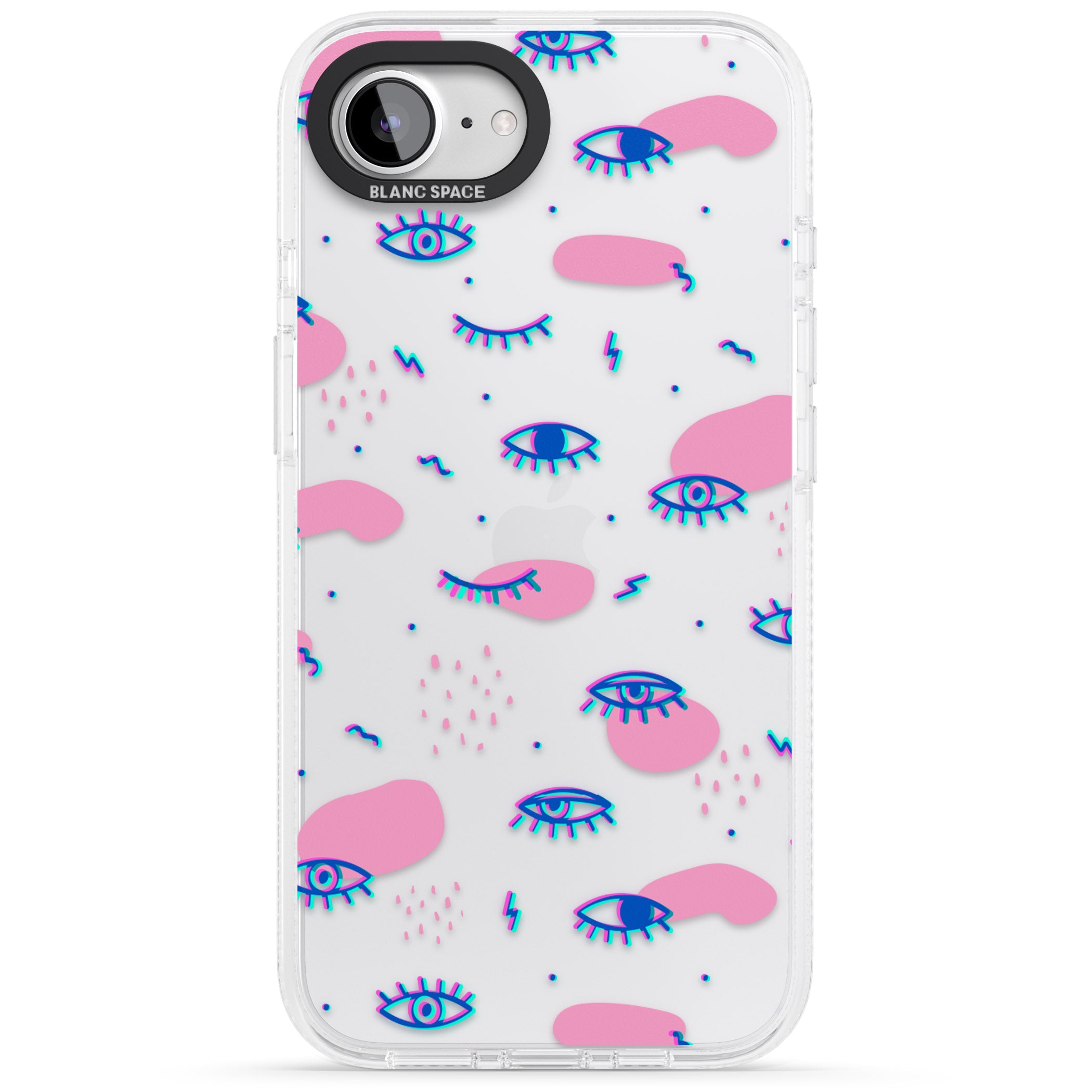 Pink Eye Blotches iPhone 16e Clear Case Impact Air - Blanc Space