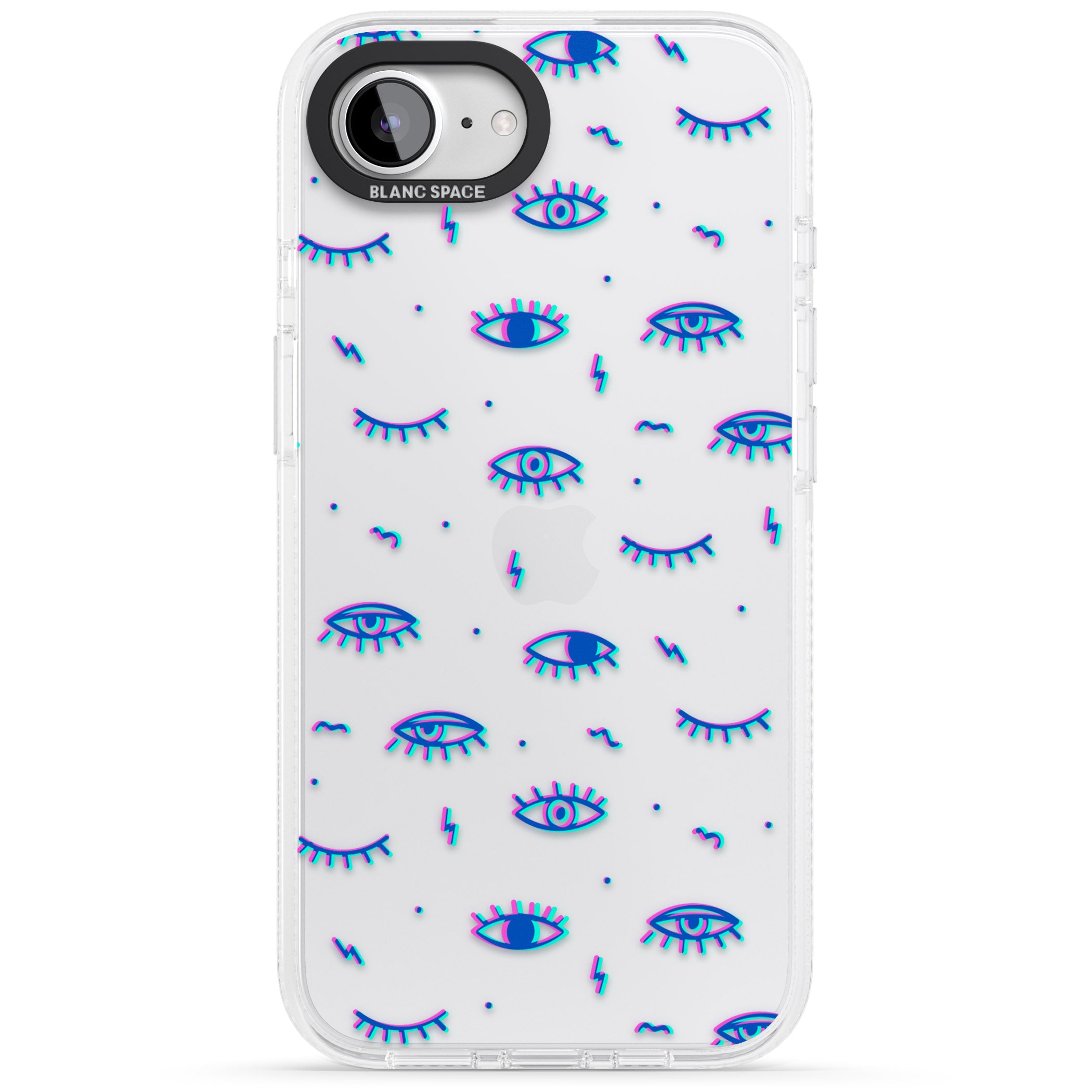 Duotone Psychedelic Eyes iPhone 16e Clear Case Impact Air - Blanc Space