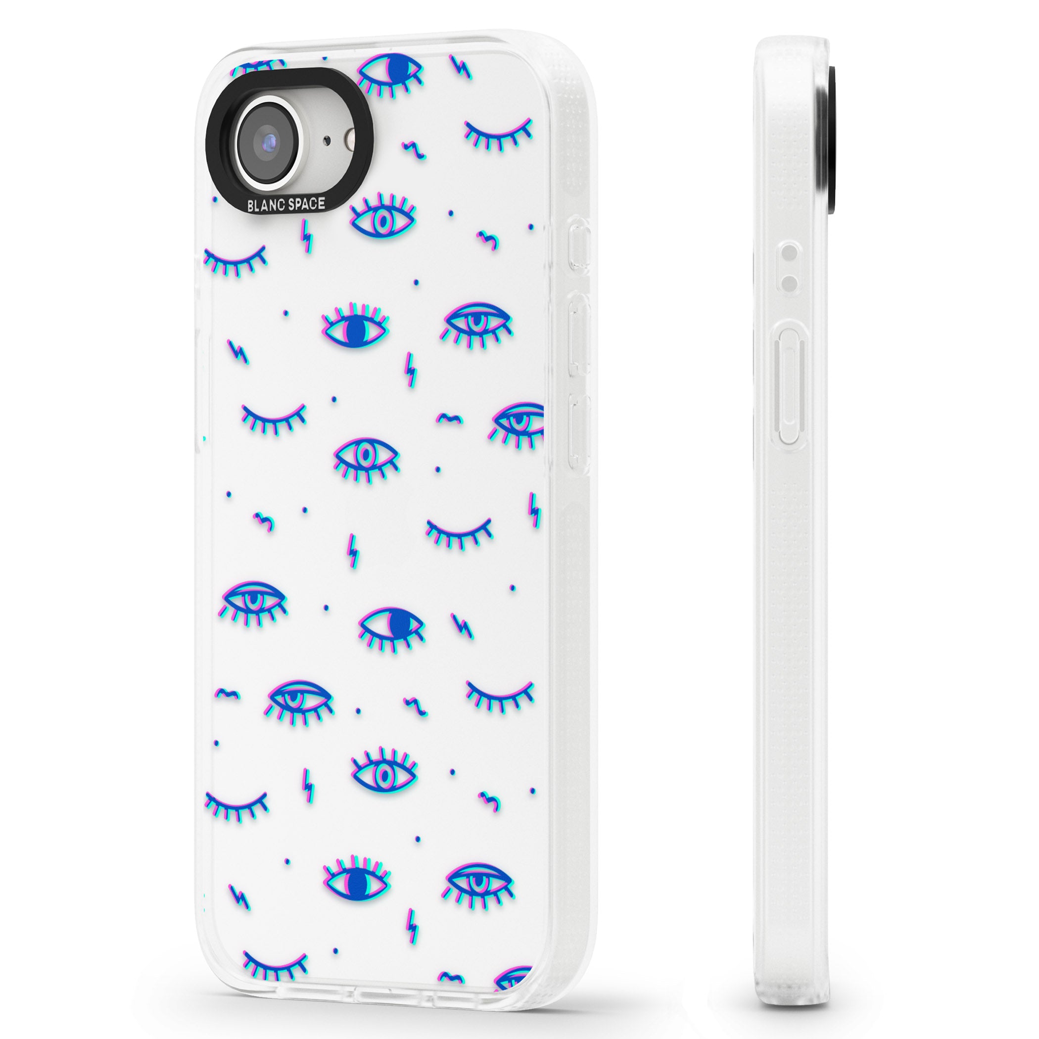 Duotone Psychedelic Eyes iPhone 16e Clear Case Impact Air - Blanc Space