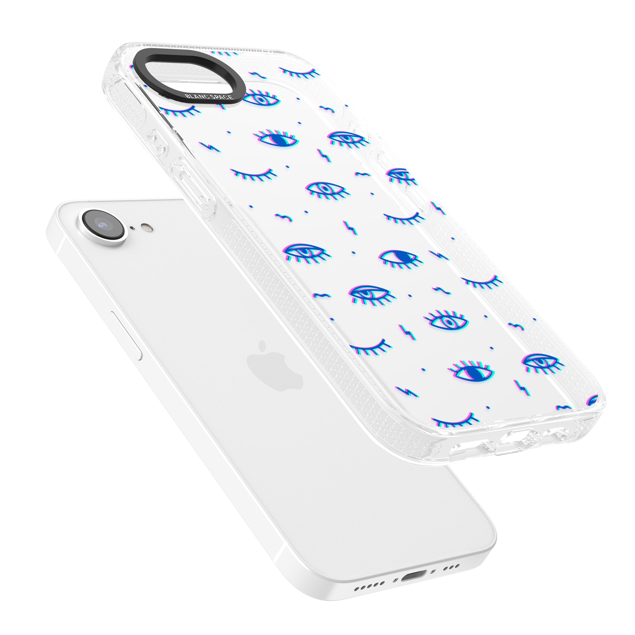 Duotone Psychedelic Eyes iPhone 16e Clear Case Impact Air - Blanc Space