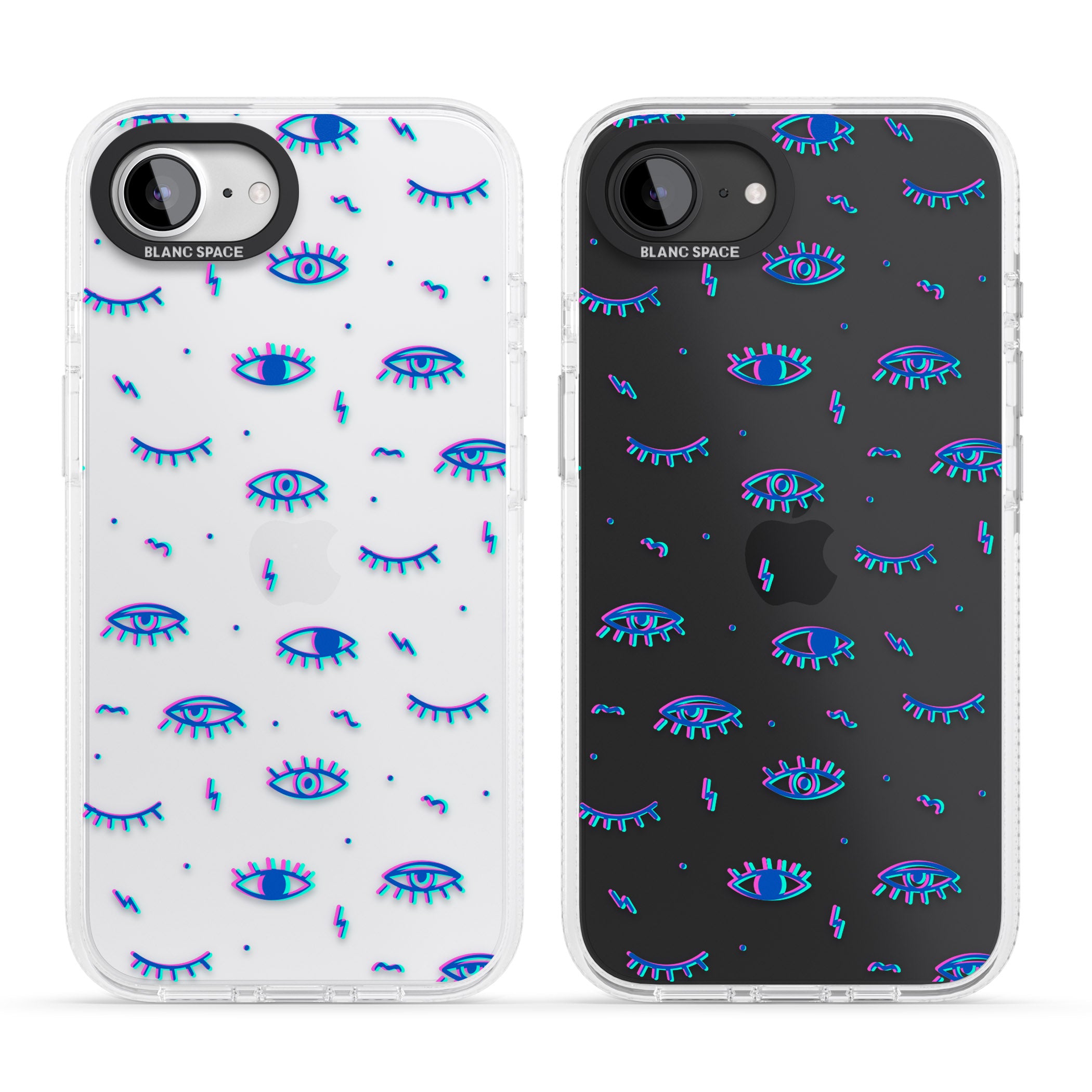 Duotone Psychedelic Eyes iPhone 16e Clear Case Impact Air - Blanc Space