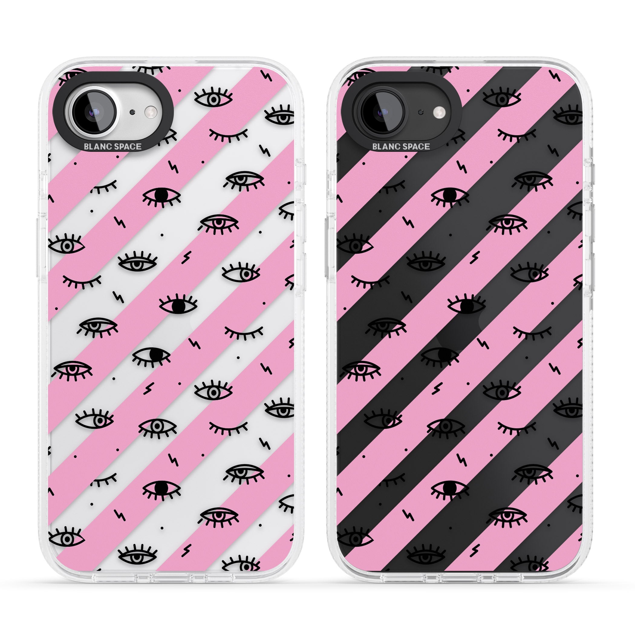 Pink Stripe Eyes iPhone 16e Clear Case Impact Air - Blanc Space