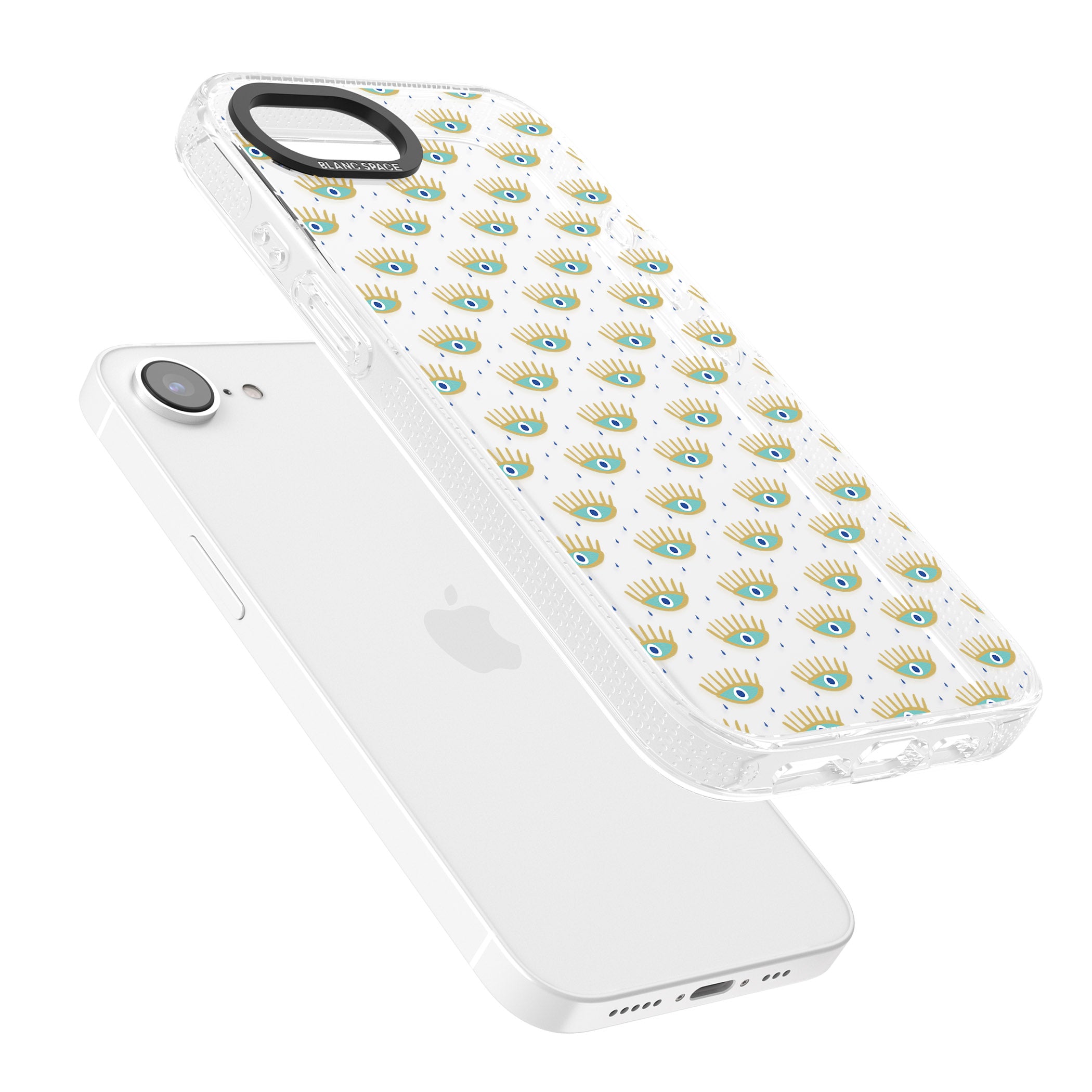 Crying Eyes (Clear) Psychedelic Eyes Pattern iPhone 16e Clear Case Impact Air - Blanc Space
