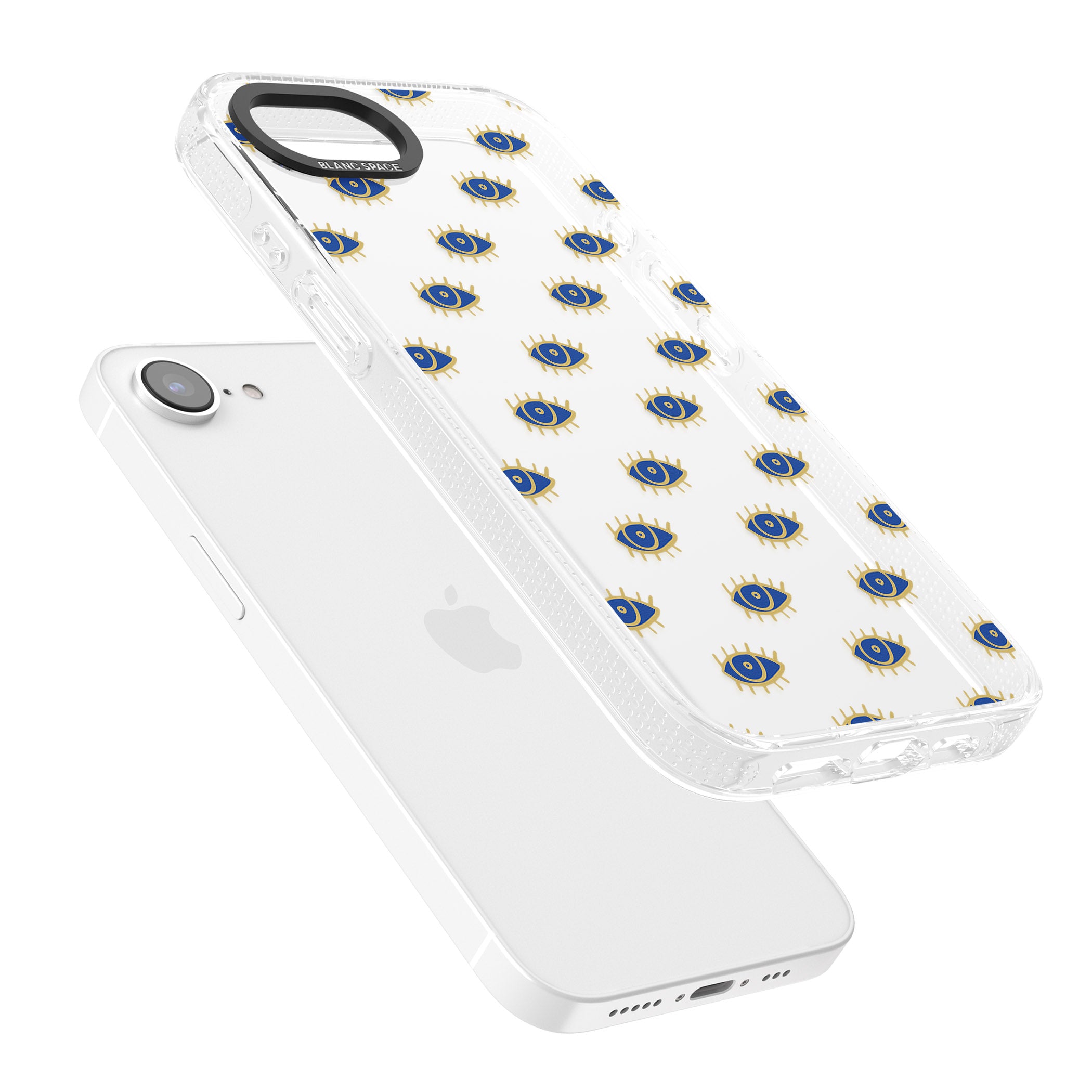 Gold Eyes (Clear) Psychedelic Eyes Pattern iPhone 16e Clear Case Impact Air - Blanc Space