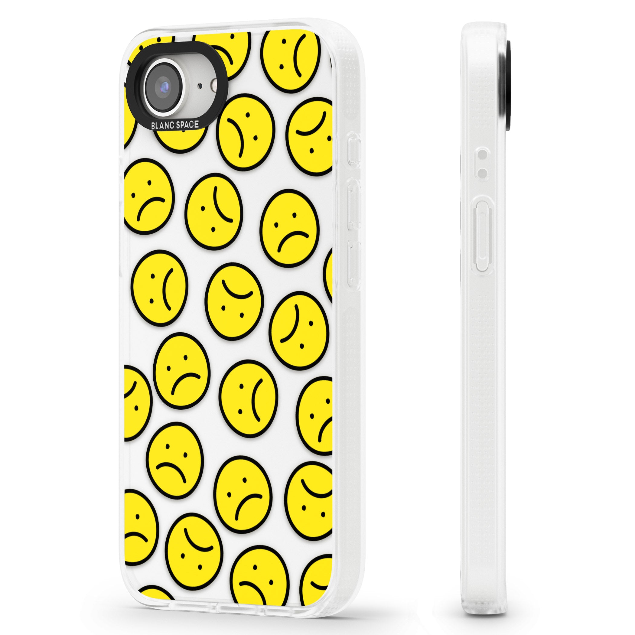 Sad Face Clear Pattern iPhone 16e Clear Case Impact Air - Blanc Space