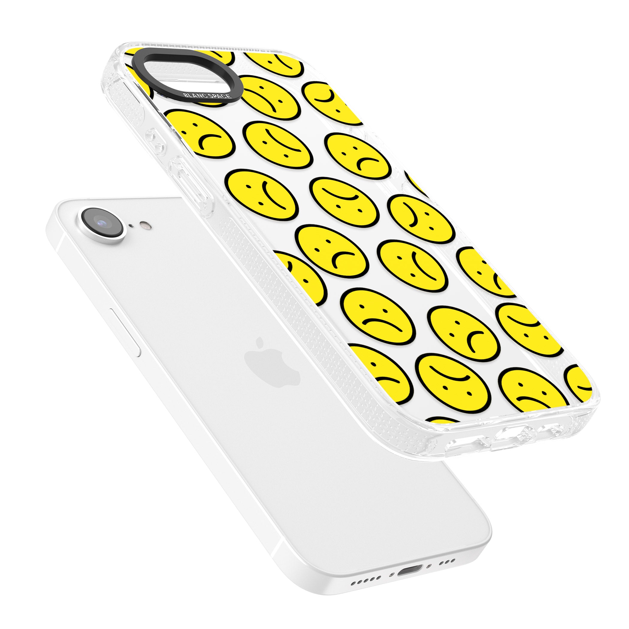 Sad Face Clear Pattern iPhone 16e Clear Case Impact Air - Blanc Space