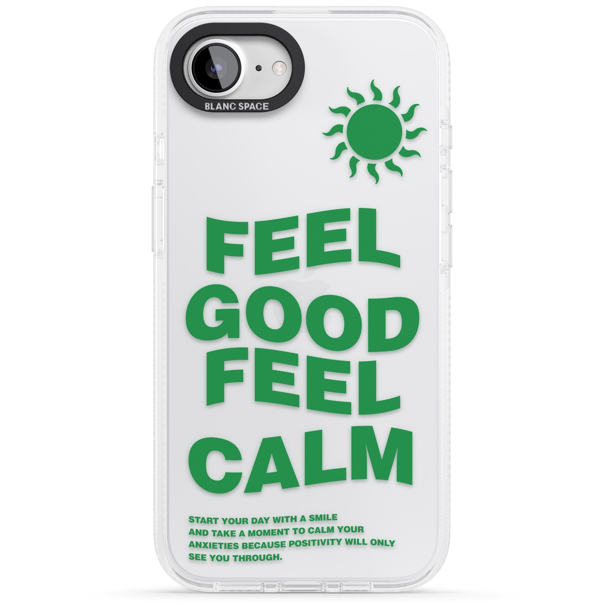 Feel Good Feel Calm (Green) iPhone 16e Clear Case Impact Air - Blanc Space