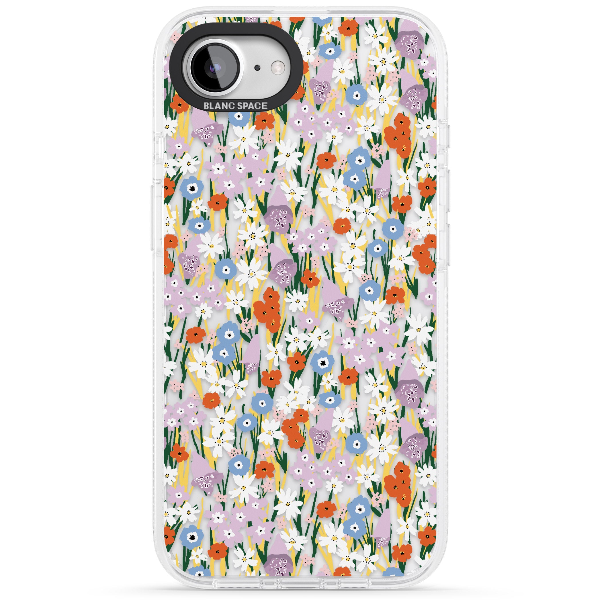 Energetic Floral Mix: Transparent iPhone 16e Clear Case Impact Air - Blanc Space