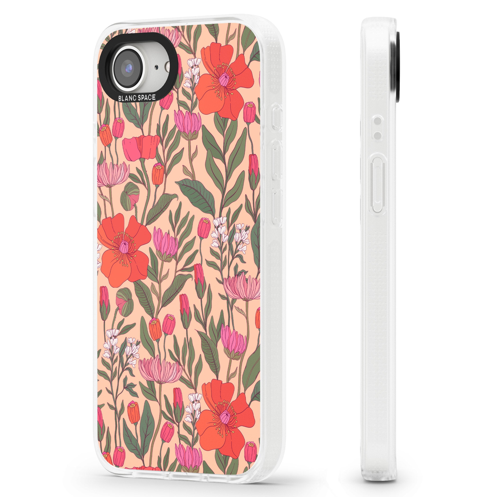 Peachy Floral - Background iPhone 16e Clear Case Impact Air - Blanc Space