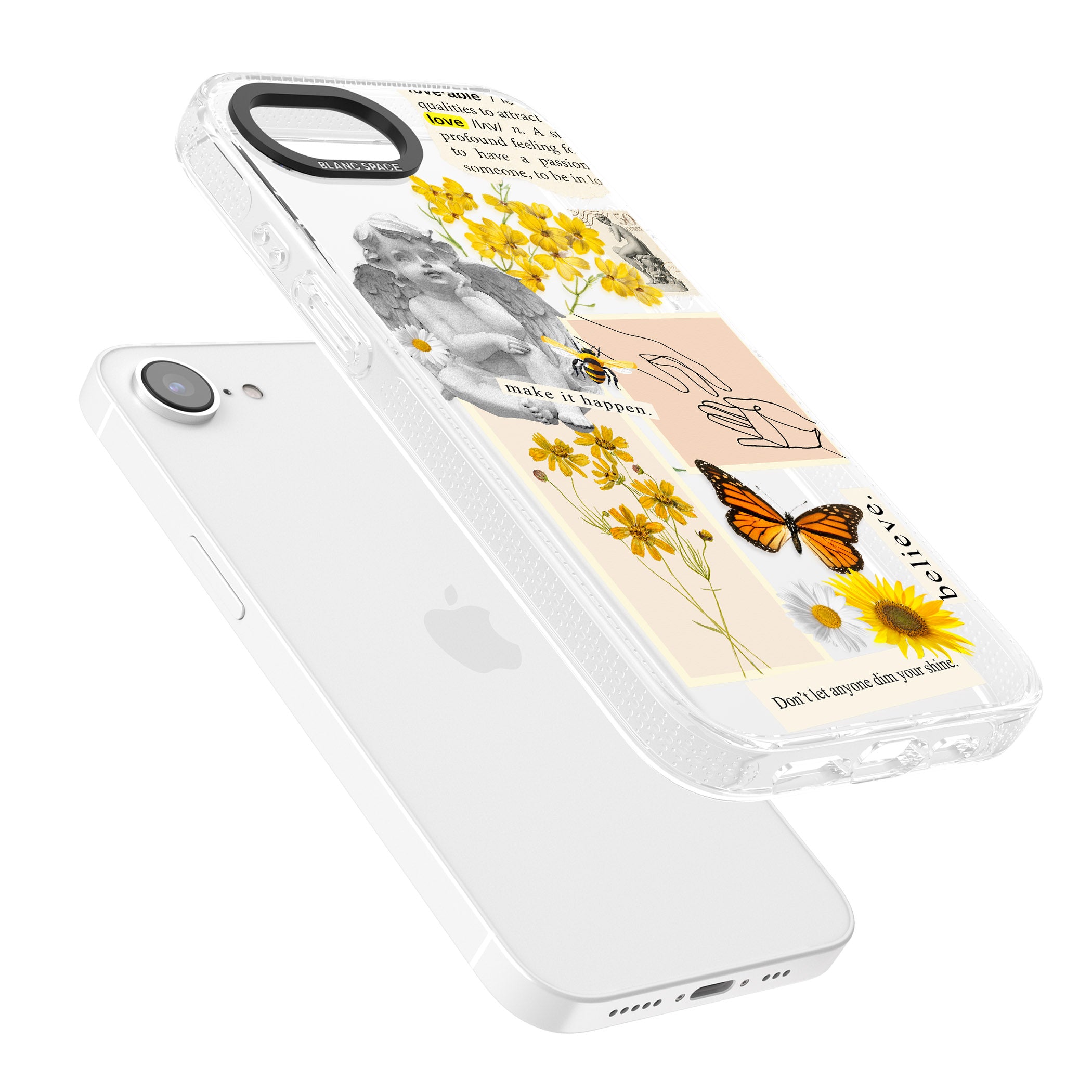 Vintage Wildflower Collage iPhone 16e Clear Case Impact Air - Blanc Space