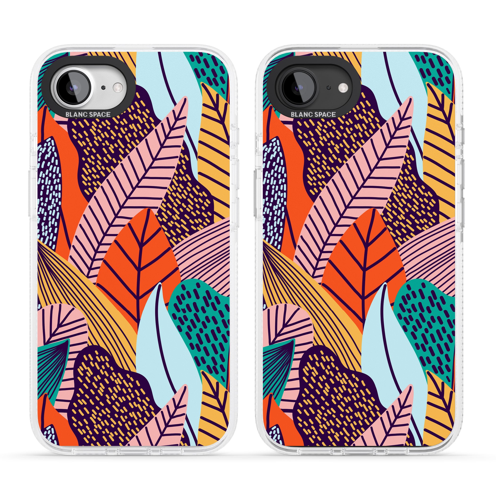 Abstract Leaves iPhone 16e Clear Case Impact Air - Blanc Space