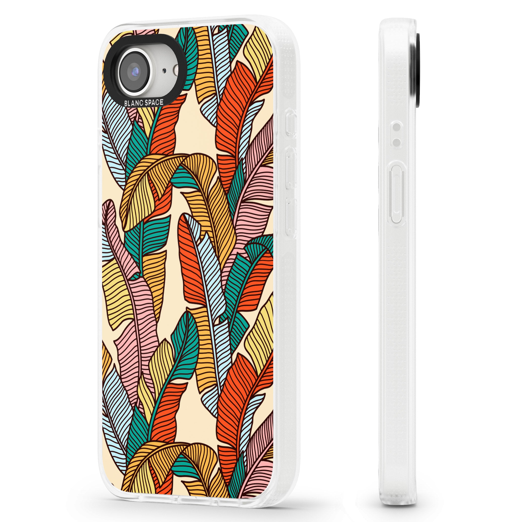 Pastel Palm Leaves iPhone 16e Clear Case Impact Air - Blanc Space