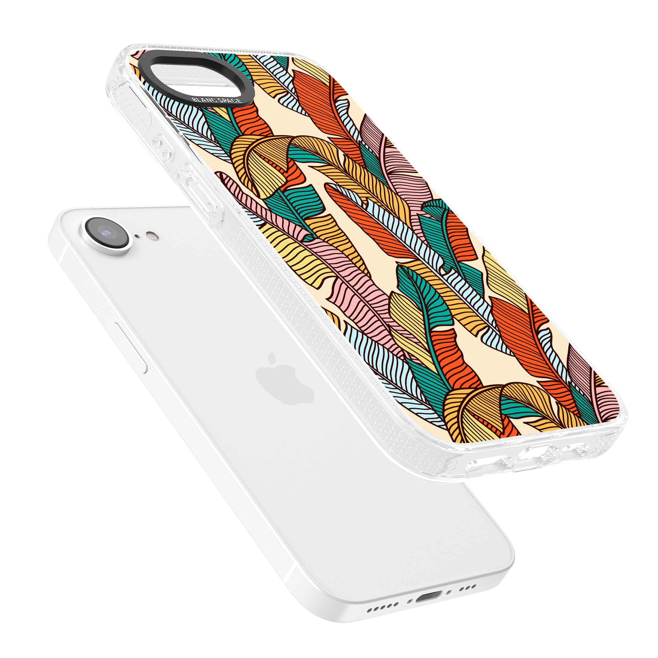 Pastel Palm Leaves iPhone 16e Clear Case Impact Air - Blanc Space