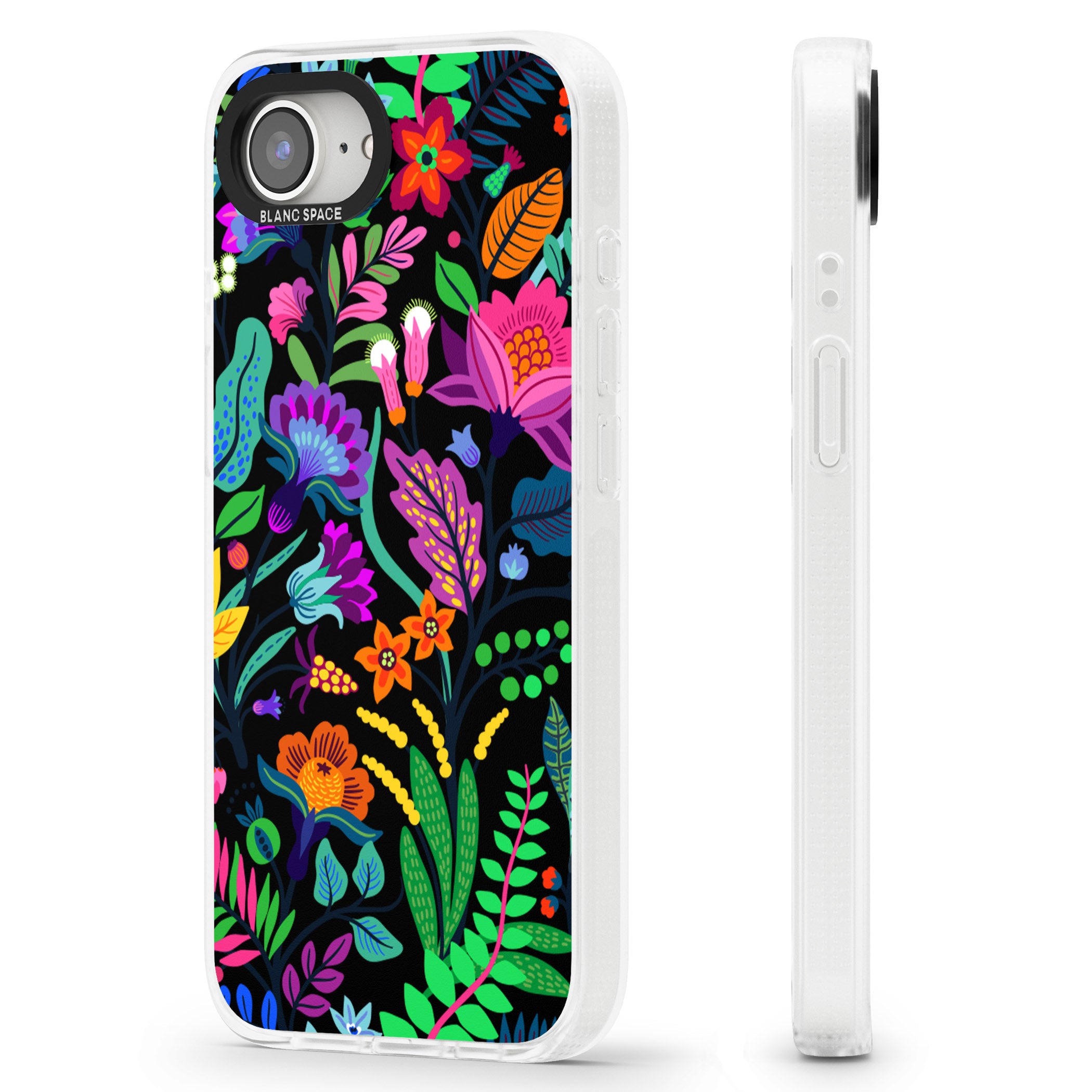 Floral Vibe (Black) iPhone 16e Clear Case Impact Air - Blanc Space