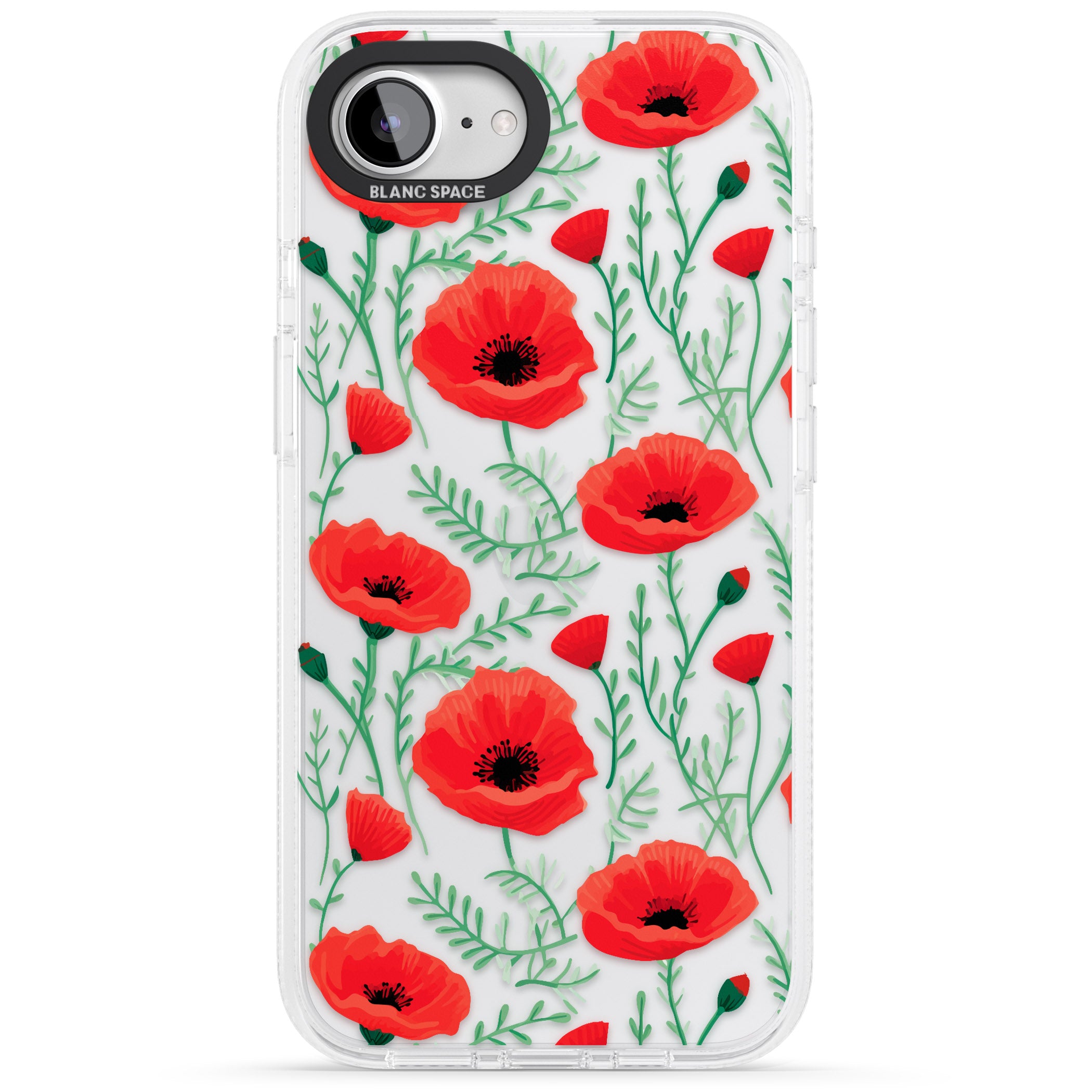 Poppy Garden iPhone 16e Clear Case Impact Air - Blanc Space