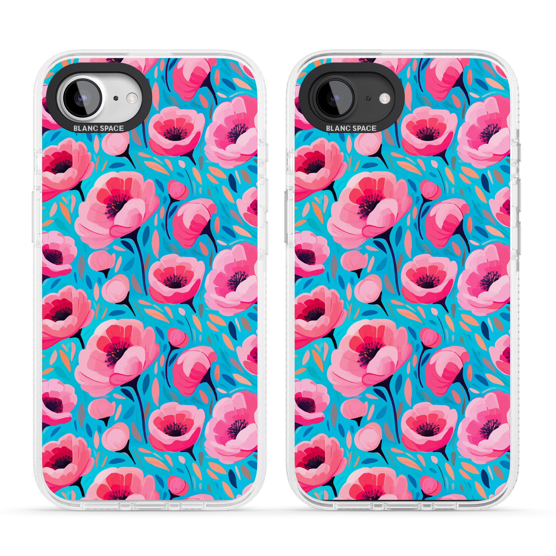 Tropical Pink Poppies iPhone 16e Clear Case Impact Air - Blanc Space
