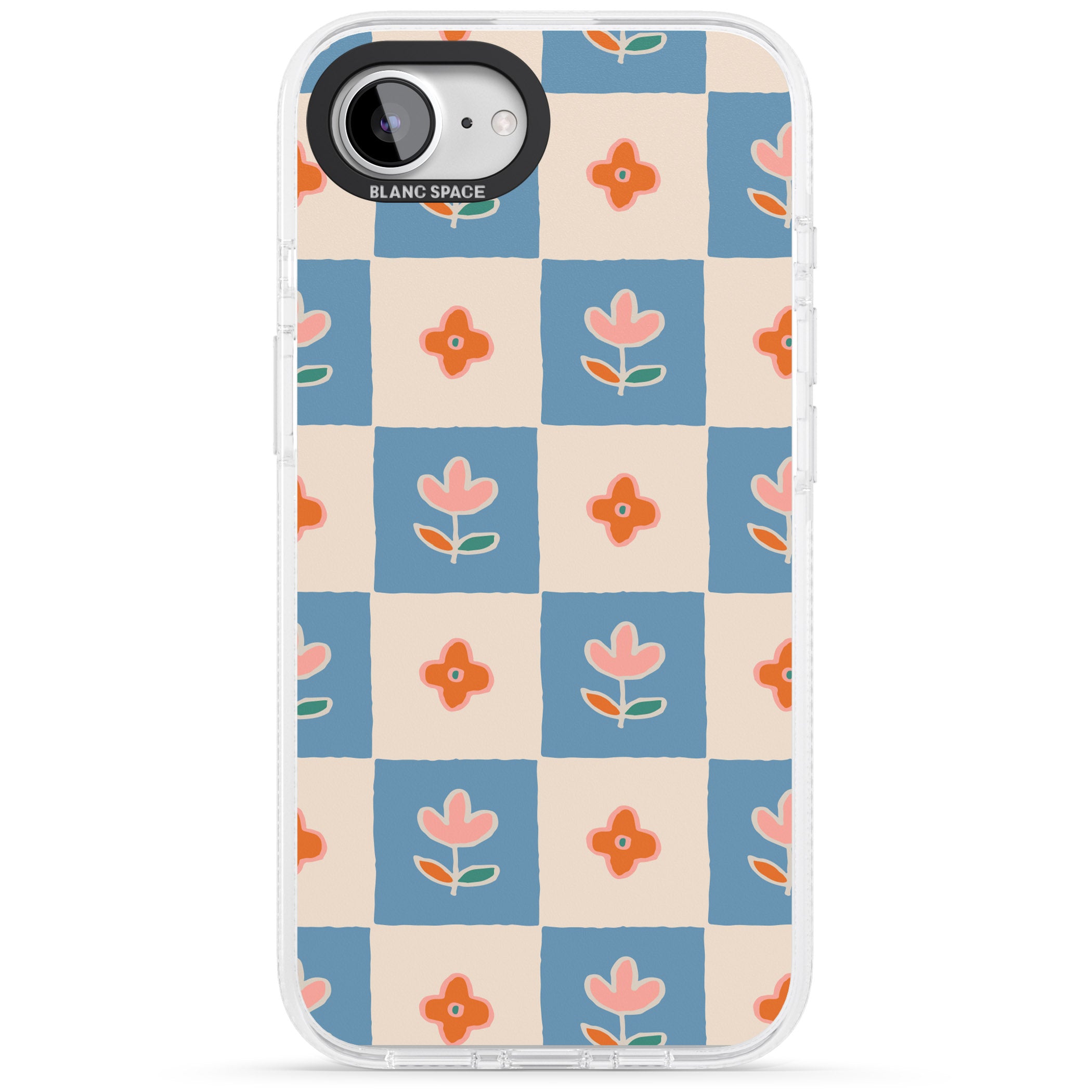 Vintage Bloom Checkered iPhone 16e Clear Case Impact Air - Blanc Space