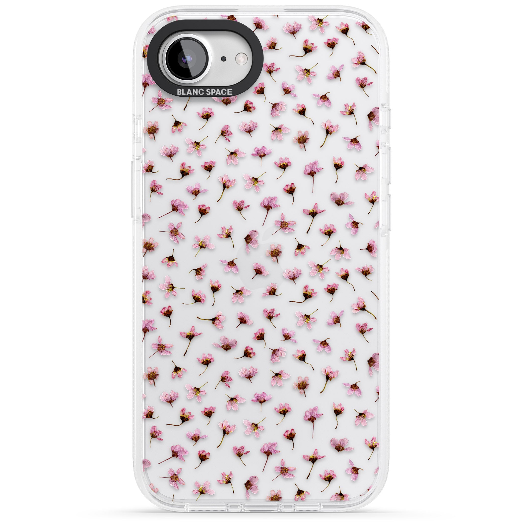 Small Pink Blossoms Transparent Design iPhone 16e Clear Case Impact Air - Blanc Space