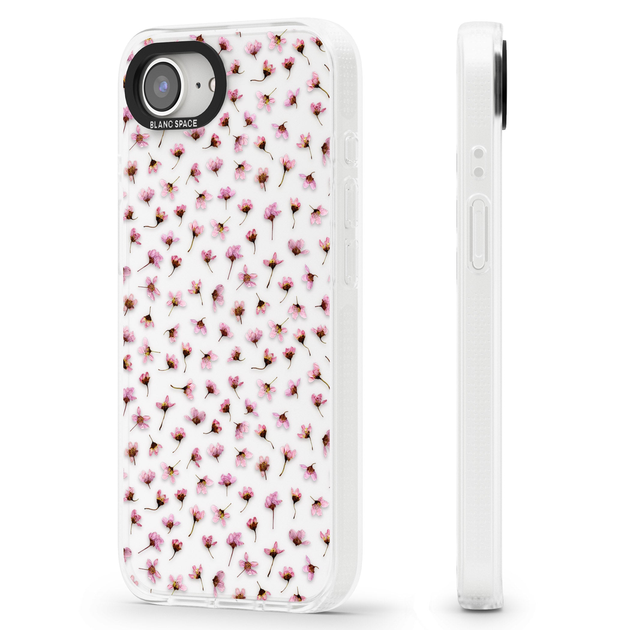 Small Pink Blossoms Transparent Design iPhone 16e Clear Case Impact Air - Blanc Space