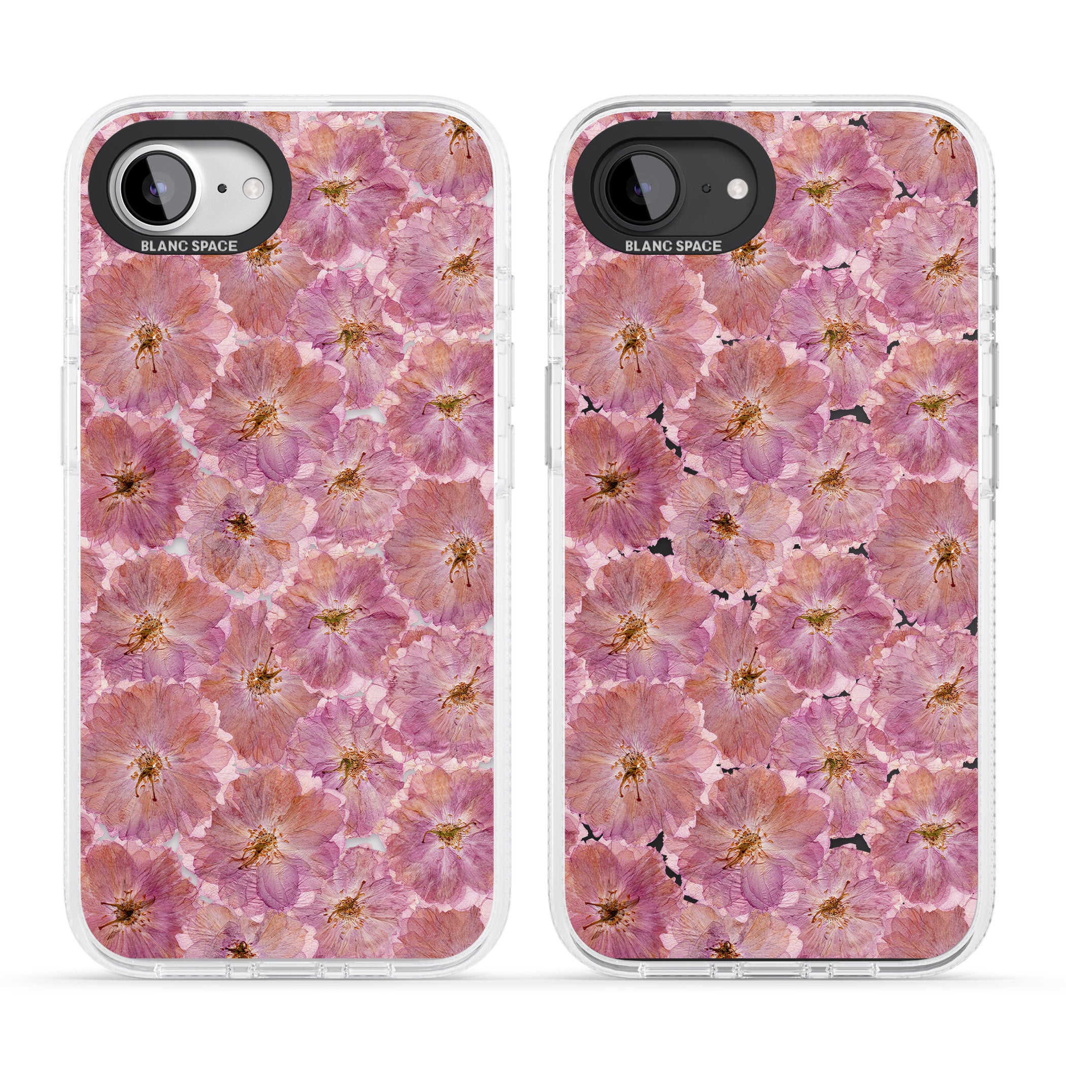 Large Pink Flowers Transparent Design iPhone 16e Clear Case Impact Air - Blanc Space