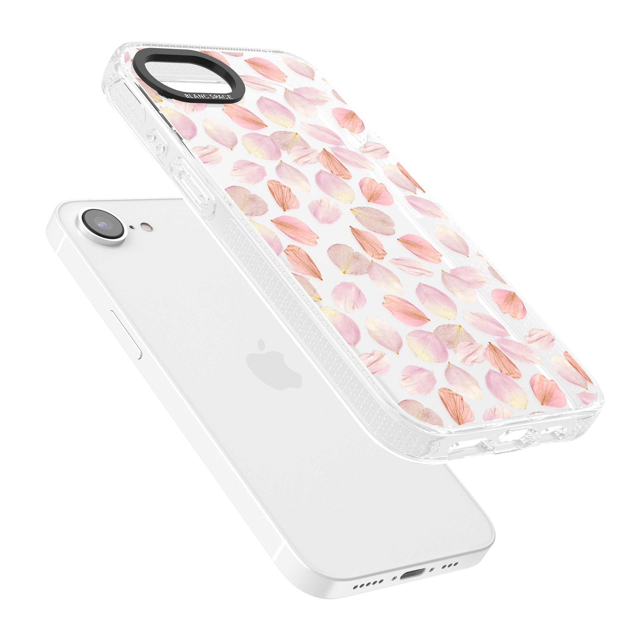 Pink Petals Transparent Design iPhone 16e Clear Case Impact Air - Blanc Space