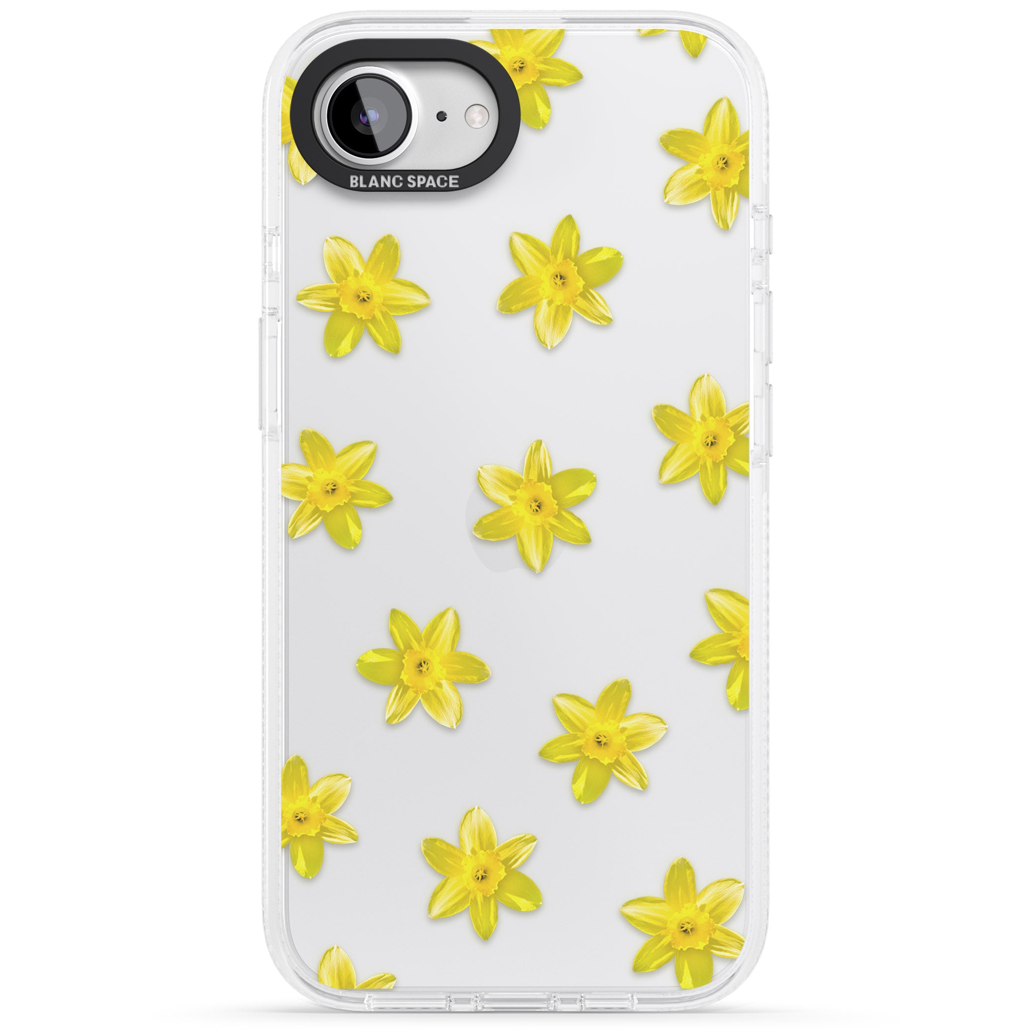 Daffodils Transparent Pattern iPhone 16e Clear Case Impact Air - Blanc Space