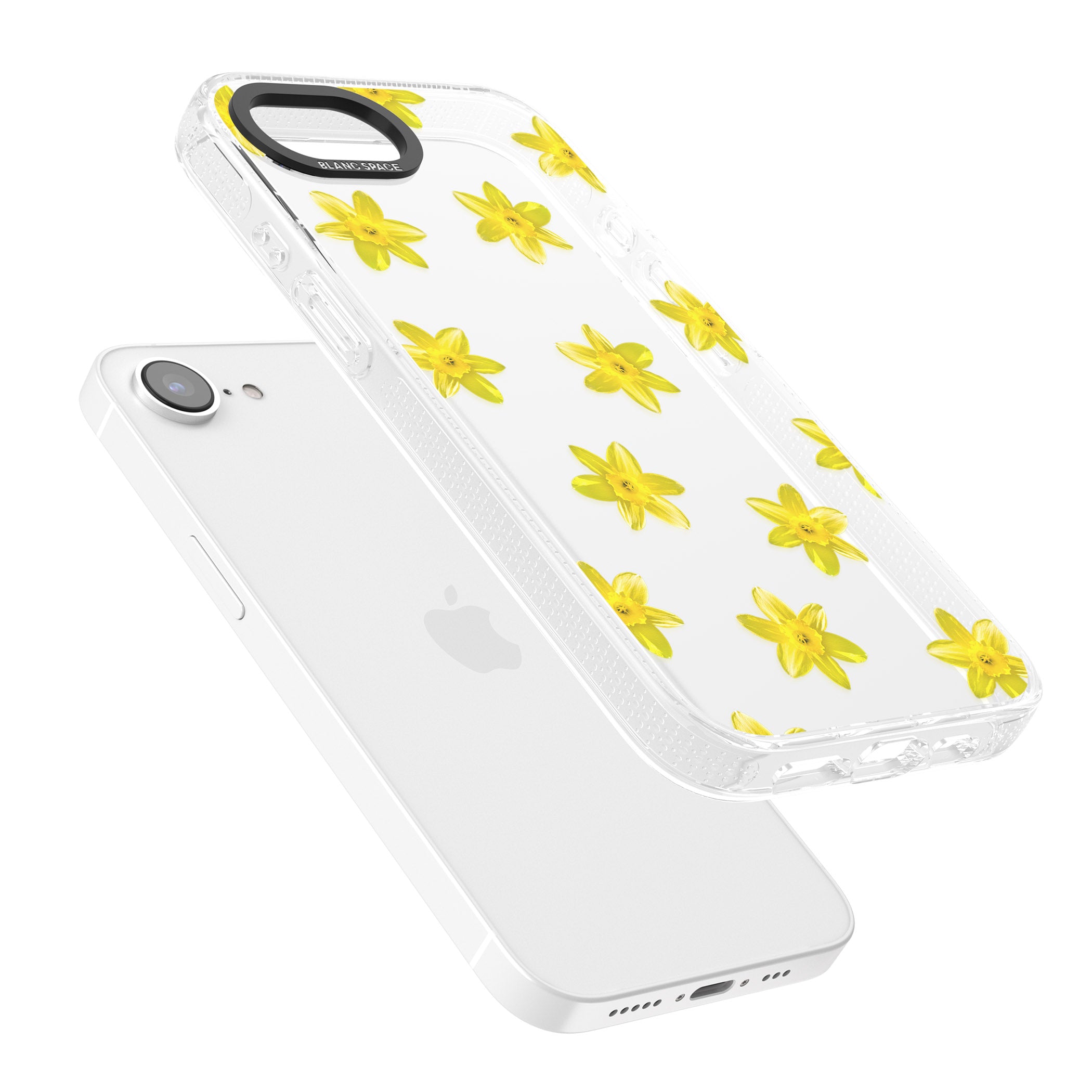 Daffodils Transparent Pattern iPhone 16e Clear Case Impact Air - Blanc Space